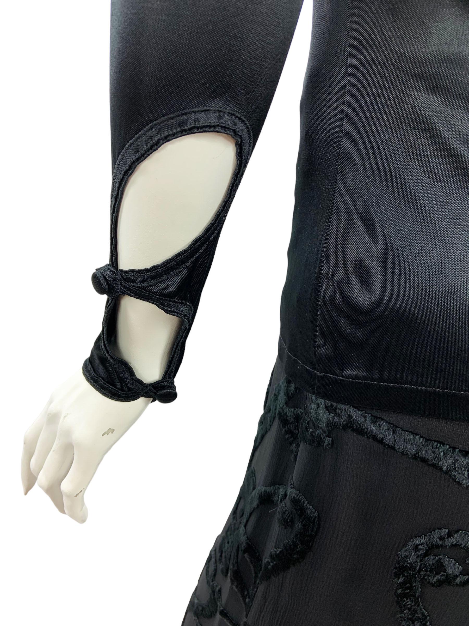 Tom Ford for Yves Saint Laurent A/I 2004 Top nero in jersey cut-out stretch It. S in vendita 1