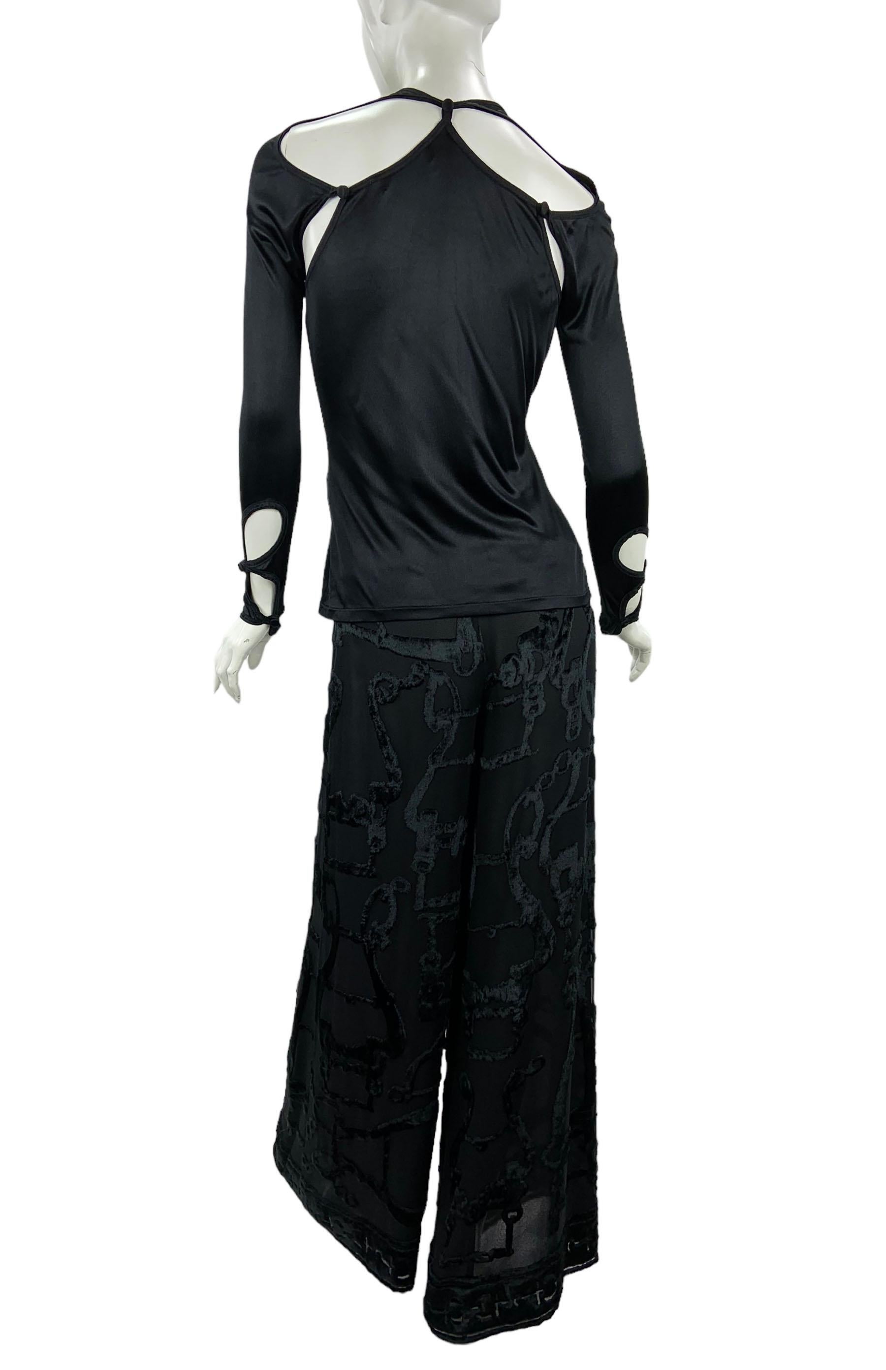 Tom Ford for Yves Saint Laurent A/I 2004 Top nero in jersey cut-out stretch It. S in vendita 3