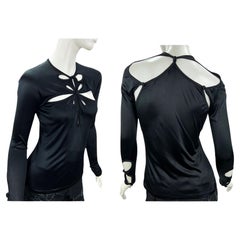 Tom Ford for Yves Saint Laurent F/W 2004 Black Jersey Cut-Out Stretch Top It. S