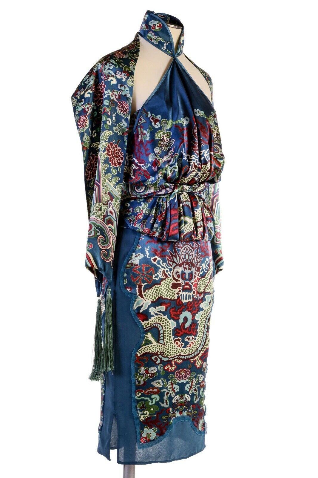 Black Tom Ford for Yves Saint Laurent F/W 2004 Chinoiserie Collection Skirt Set Fr. 38