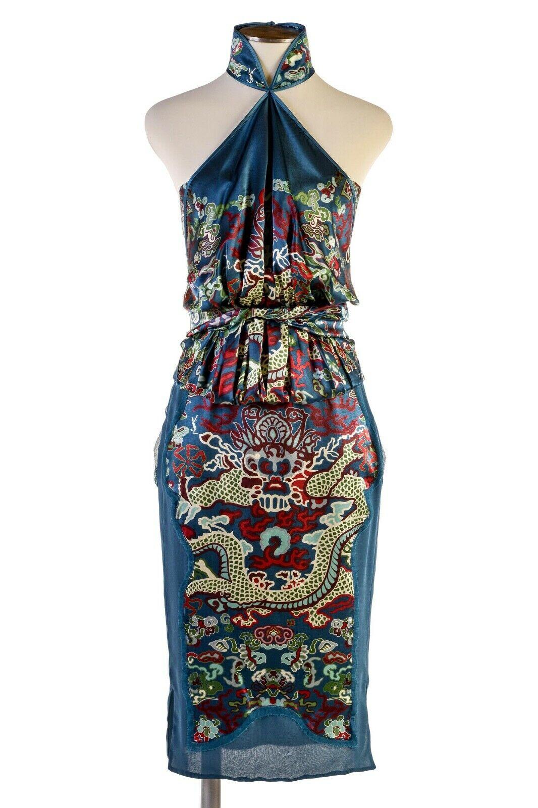 Tom Ford for Yves Saint Laurent F/W 2004 Chinoiserie Collection Skirt Set Fr. 38 1