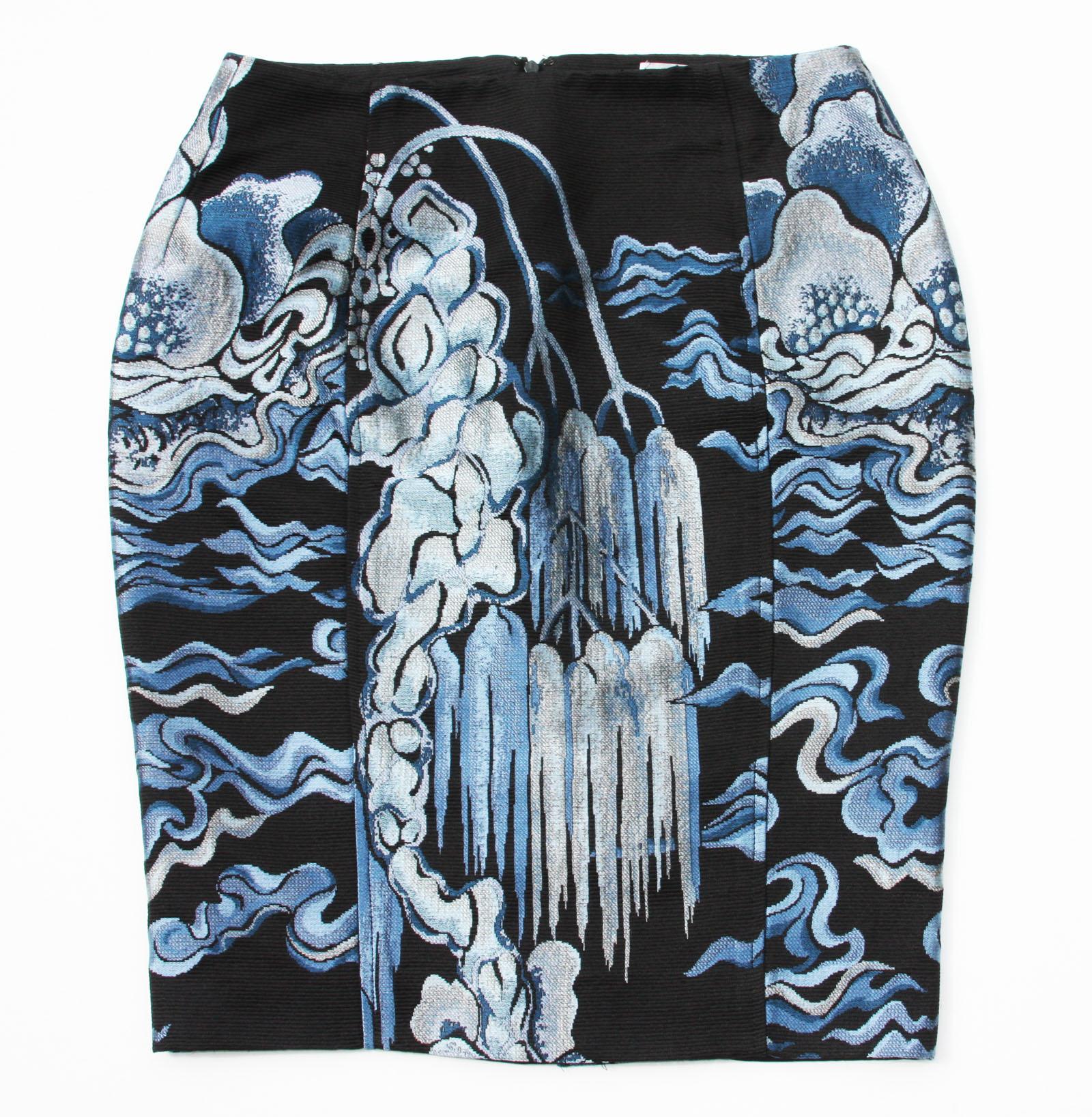 Tom Ford für Yves Saint Laurent H/W 2004 Chinoiserie-Jacquard-Rockanzug aus Jacquard Fr 38 im Zustand „Hervorragend“ im Angebot in Montgomery, TX