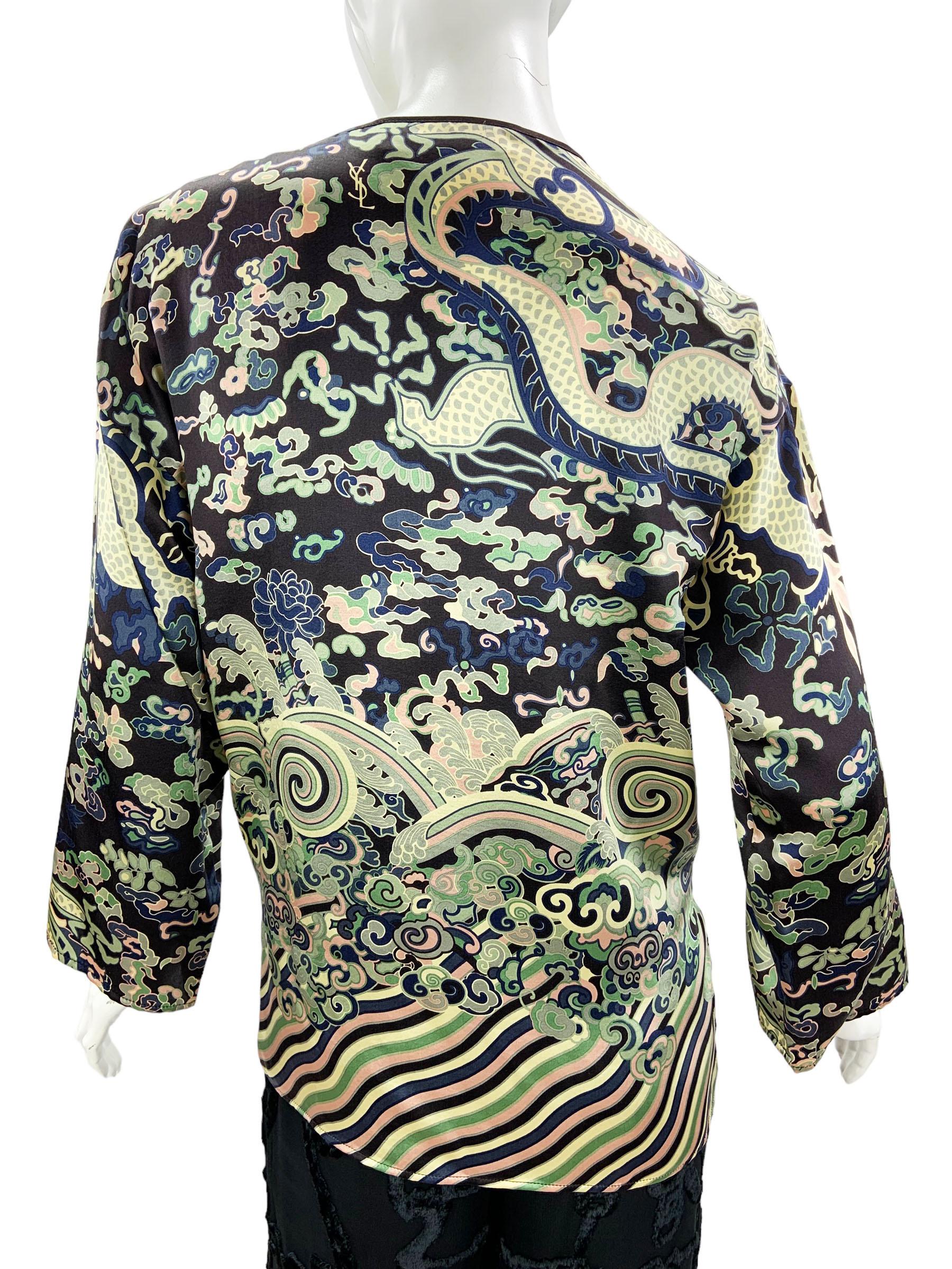 Tom Ford for Yves Saint Laurent F/W 2004 Chinoiserie Silk Blouse Top Fr. 38 US 6 For Sale 1