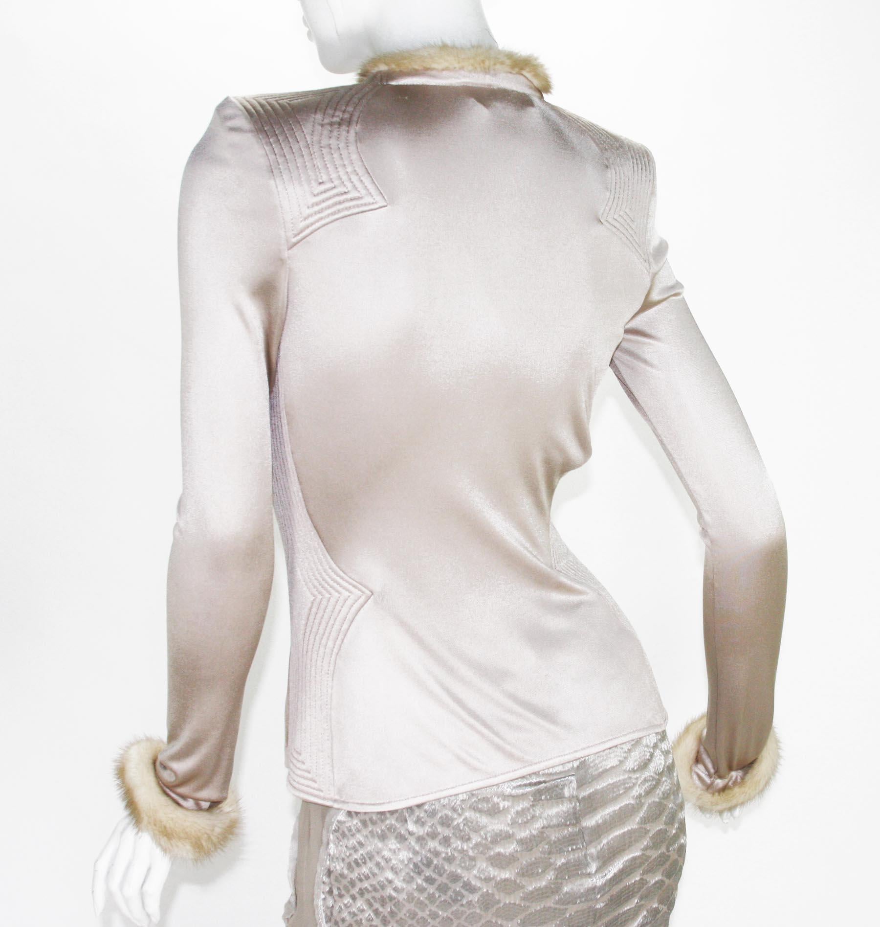 Tom Ford pour Yves Saint Laurent, tailleur jupe en vison, collection A/H 2004, taille 38/6 en vente 8