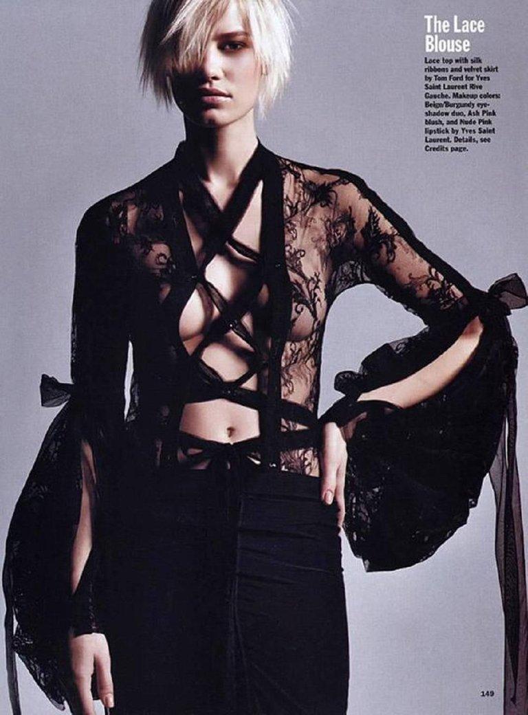 Tom Ford for Yves Saint Laurent Fall 2002 Lace Blouse + Skirt For 