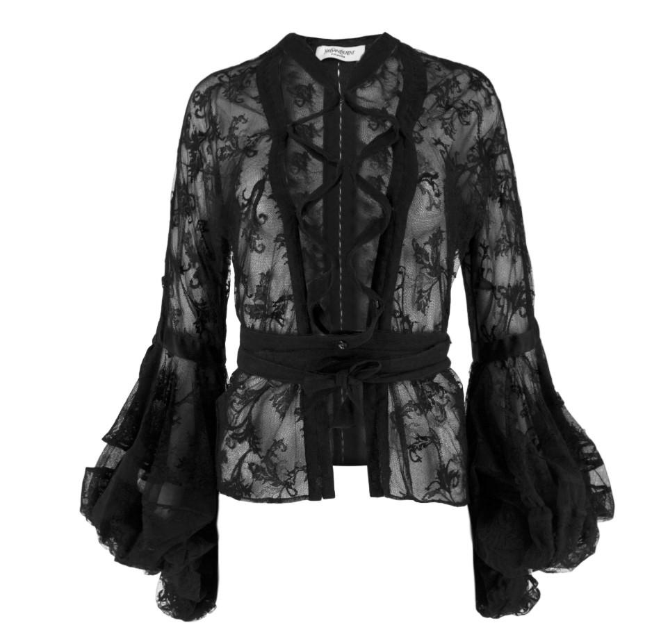 Tom Ford for Yves Saint Laurent Fall 2002 Lace Blouse + Skirt  For Sale 2