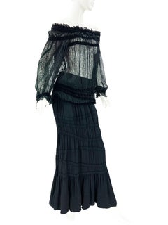 Tom Ford for Yves Saint Laurent FW 2001 Runway Silk Skirt Off-Shoulder Set Fr 38