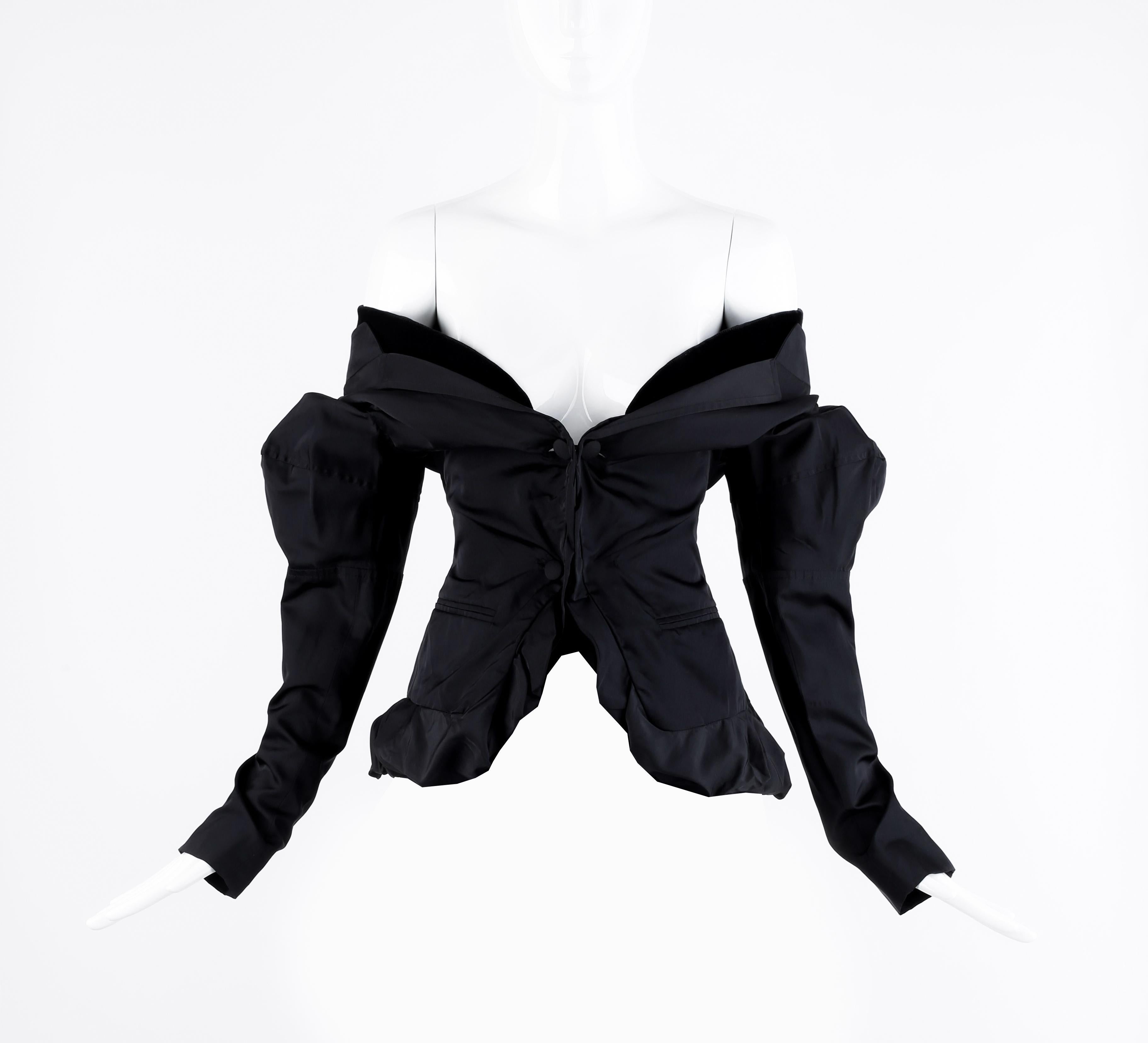 Women's  Tom Ford for Yves Saint Laurent FW 2002 Iconic Runway Silk Black Blouse Jacket  For Sale