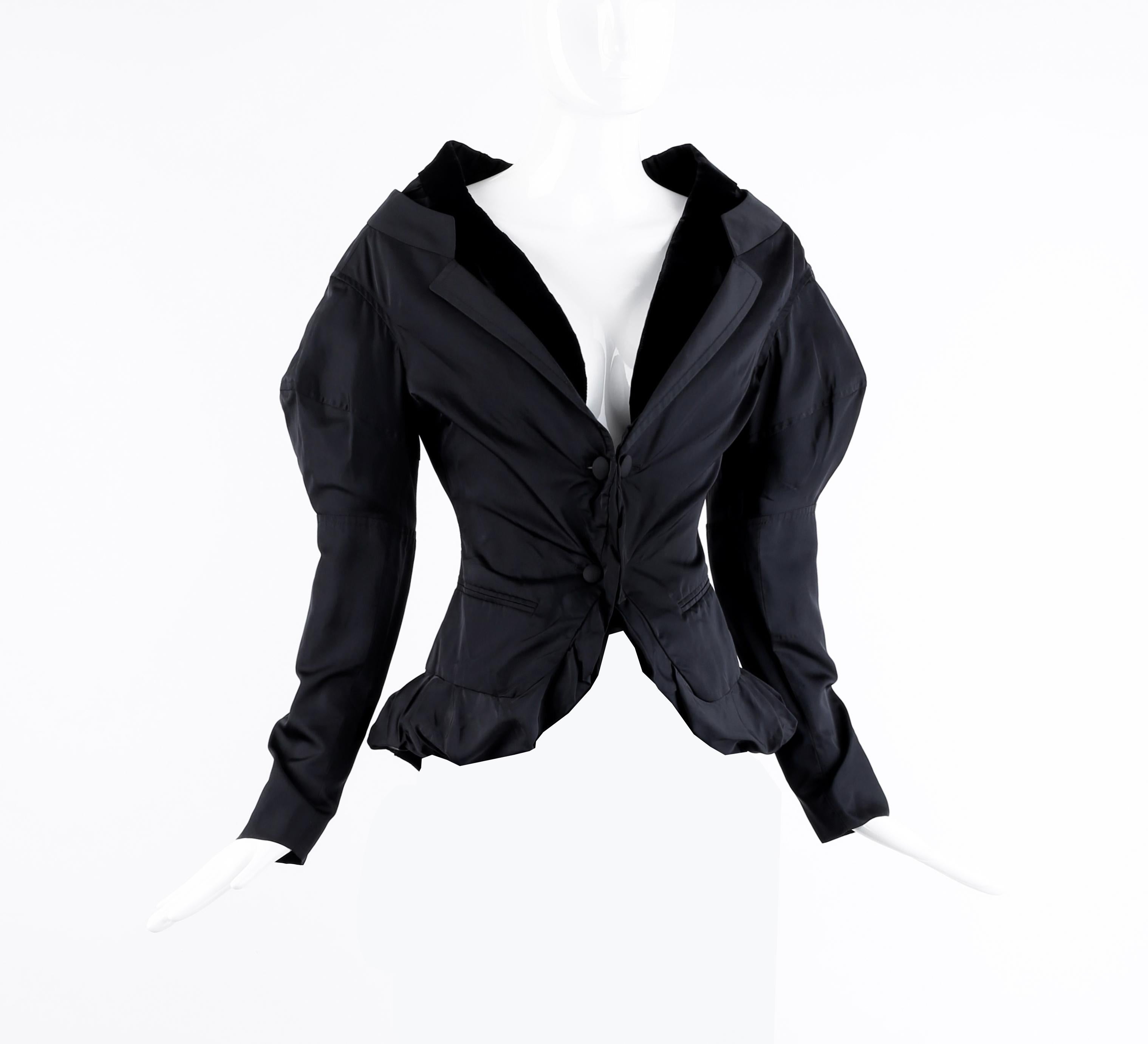  Tom Ford for Yves Saint Laurent FW 2002 Iconic Runway Silk Black Blouse Jacket  For Sale 1