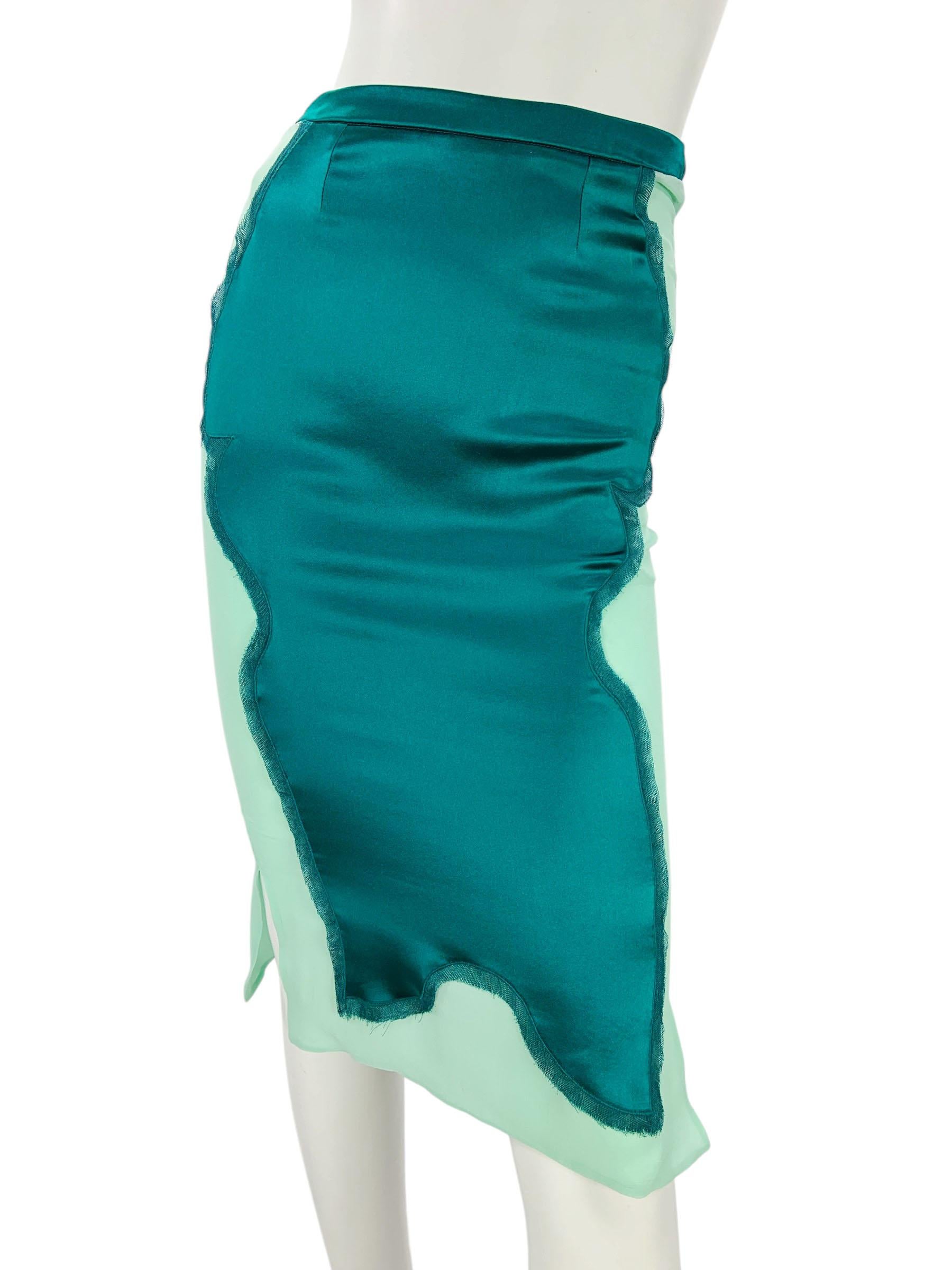 Tom Ford for Yves Saint Laurent FW 2004 Silk Pagoda Jacket Skirt Suit Fr 36 US 4 For Sale 7