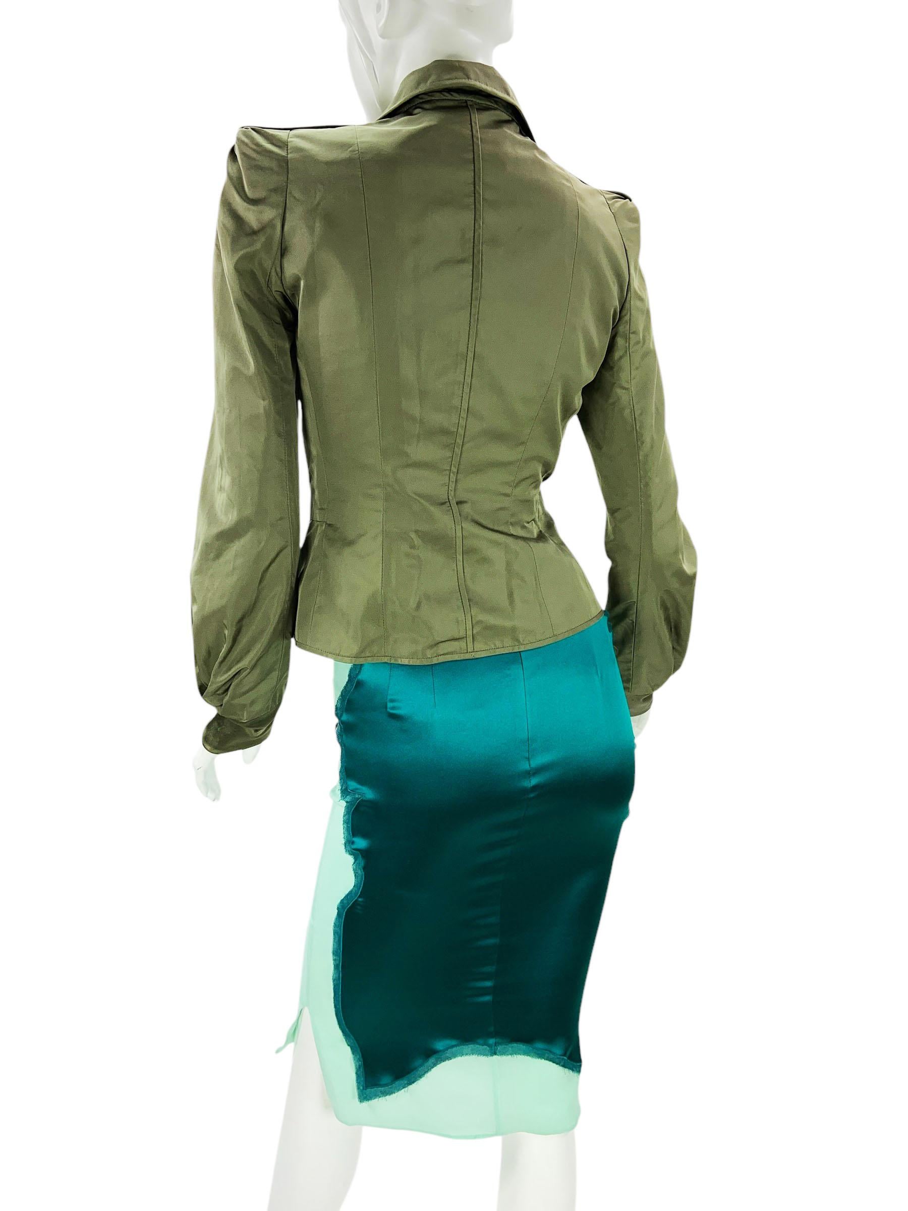 Tom Ford for Yves Saint Laurent FW 2004 Silk Pagoda Jacket Skirt Suit Fr 36 US 4 For Sale 1