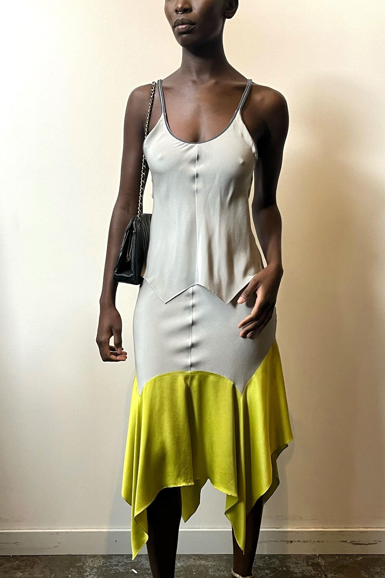 Brown Tom Ford for Yves Saint Laurent grey silk dress For Sale