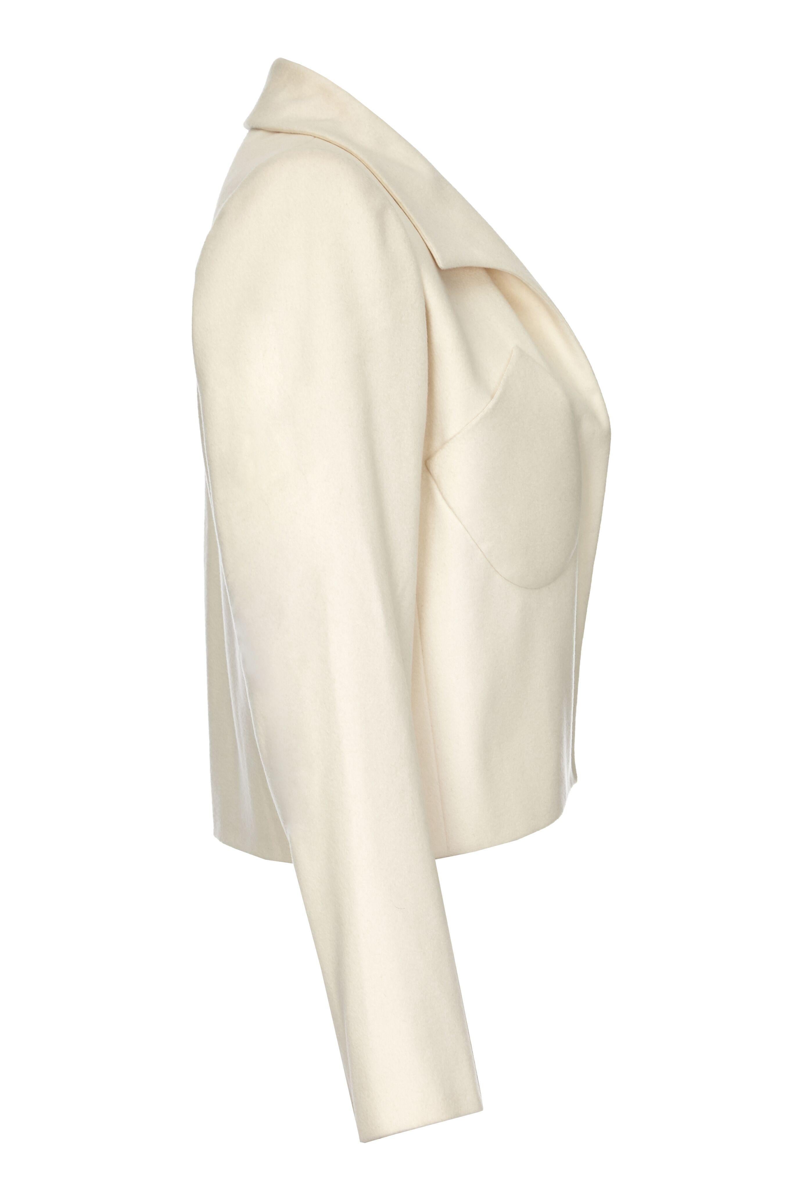 Tom Ford For Yves Saint Laurent Ivory Cashmere Structured Jacket Circa 1999 (Beige)