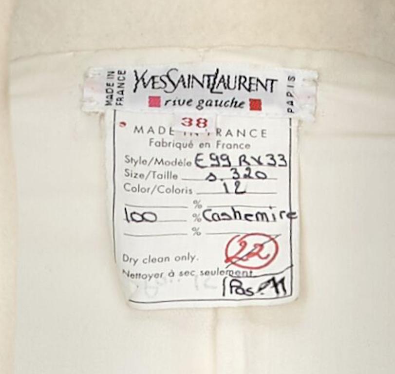 Tom Ford For Yves Saint Laurent Ivory Cashmere Structured Jacket Circa 1999 Damen