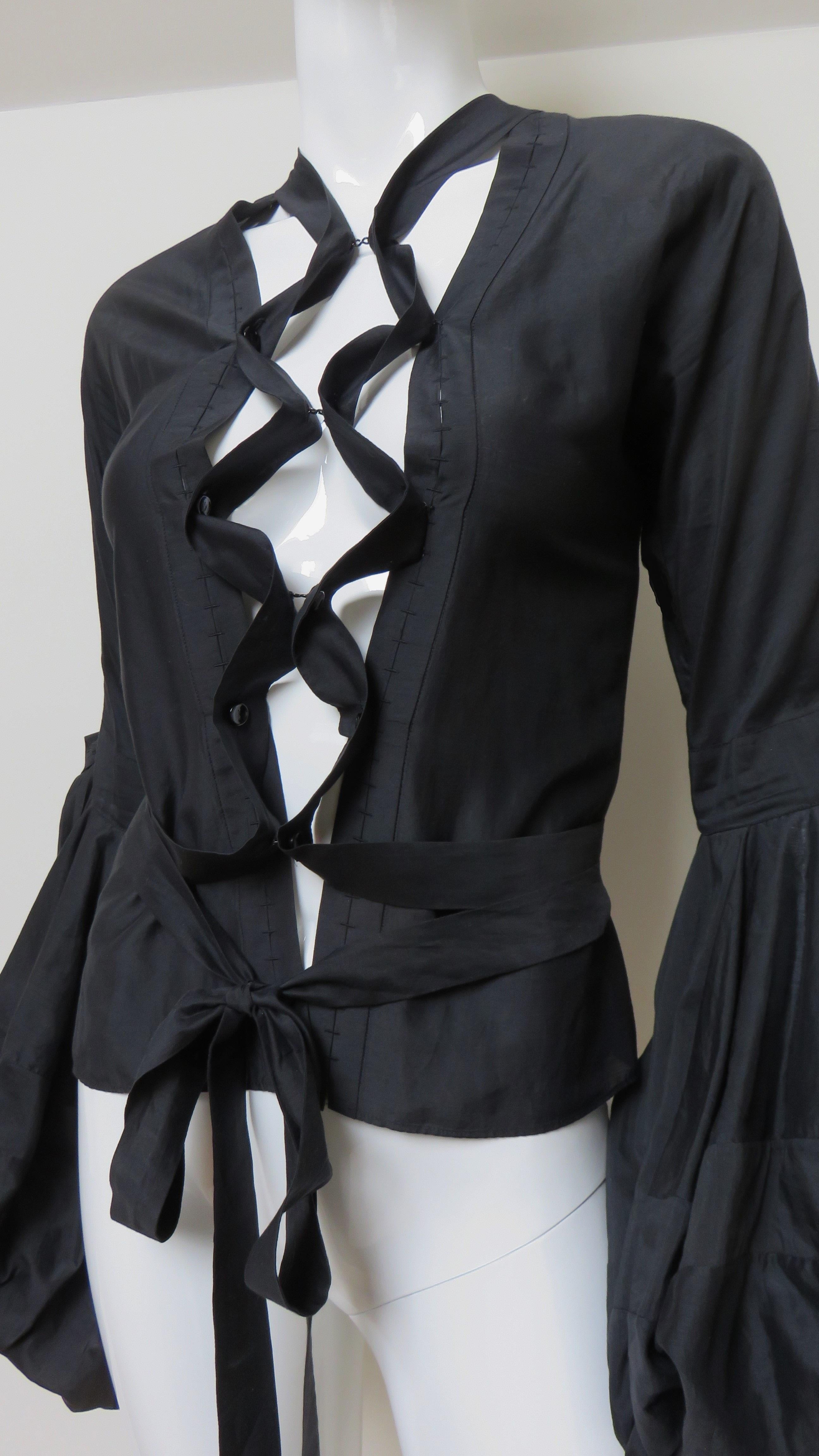 Black Tom Ford for Yves Saint Laurent Lace up Blouse F/W 2002