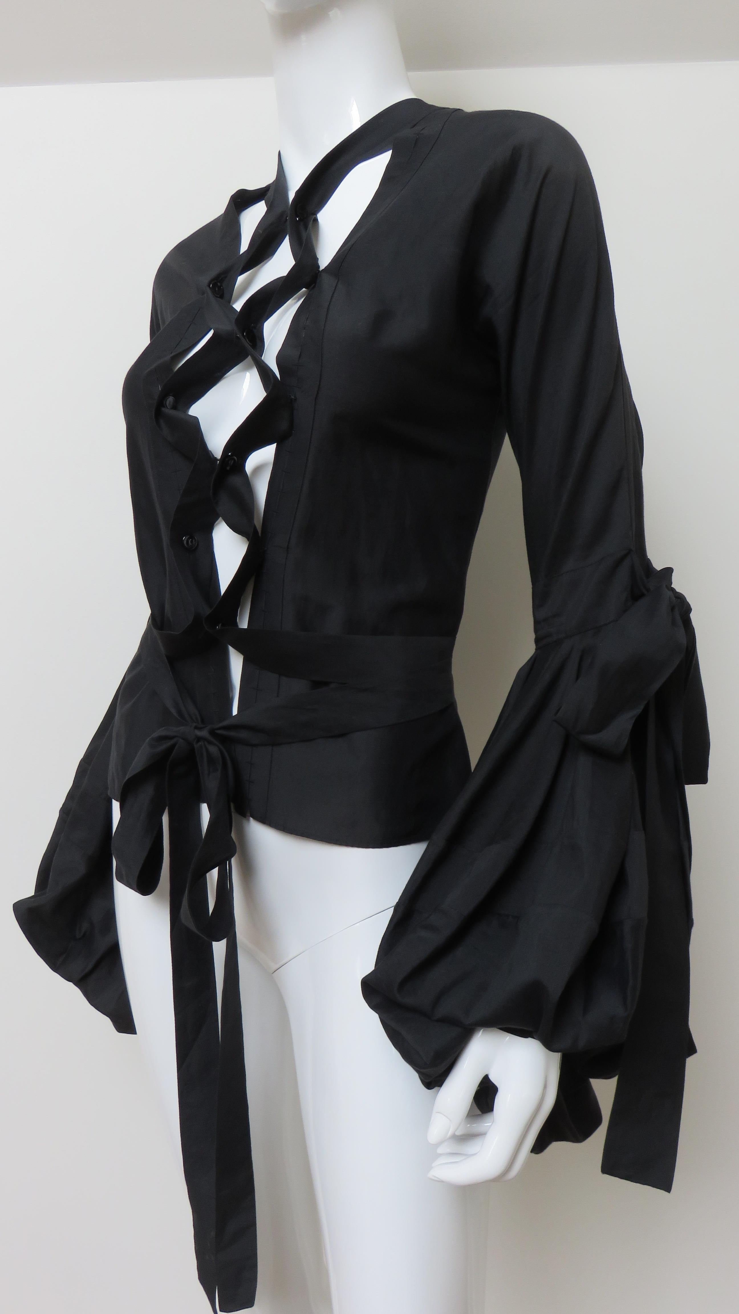 Tom Ford for Yves Saint Laurent Lace up Blouse F/W 2002 In Good Condition In Water Mill, NY