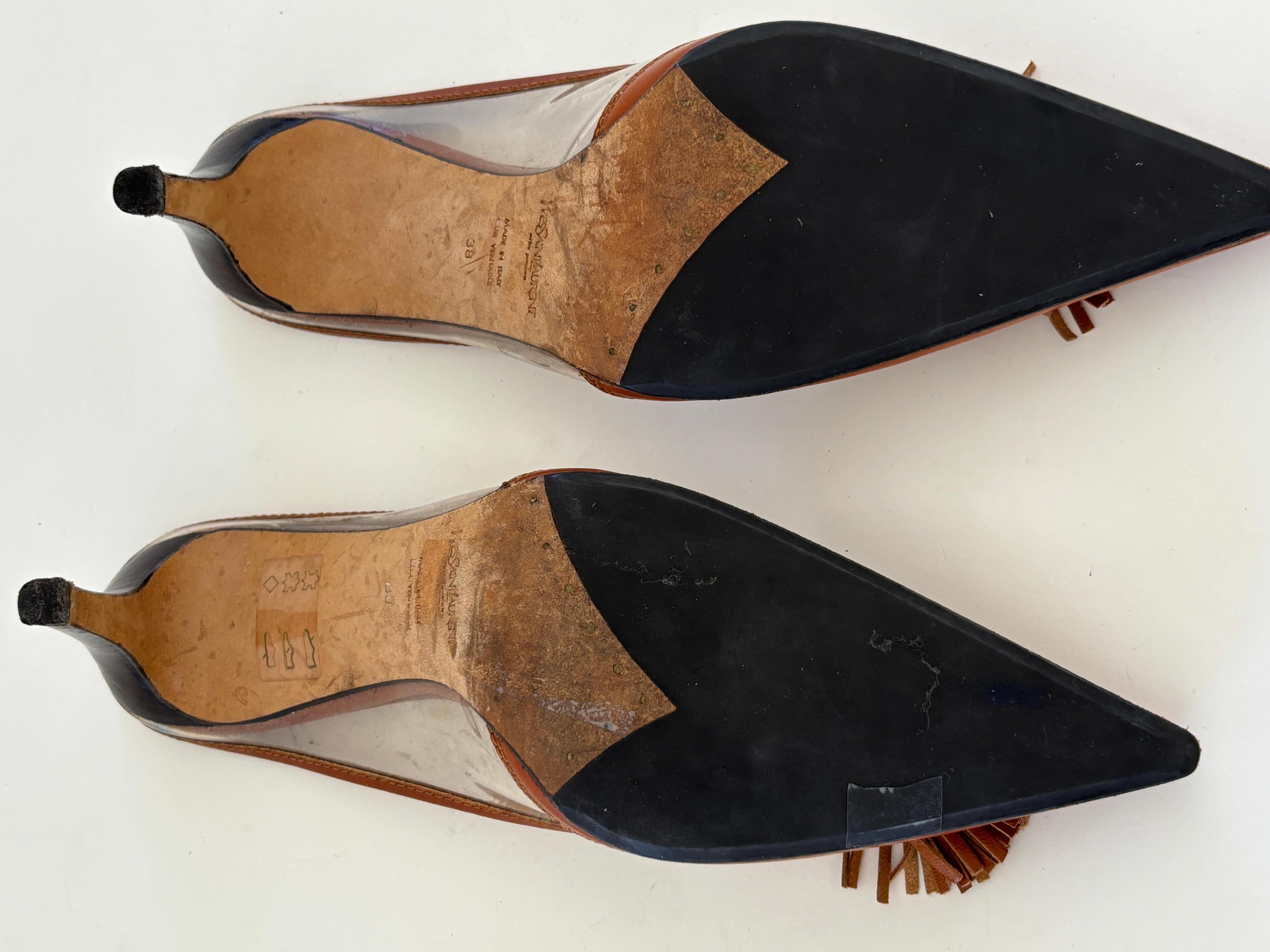 Tom Ford for Yves Saint Laurent Rive Gauche Leather Mules YSL EU 38 For Sale 7