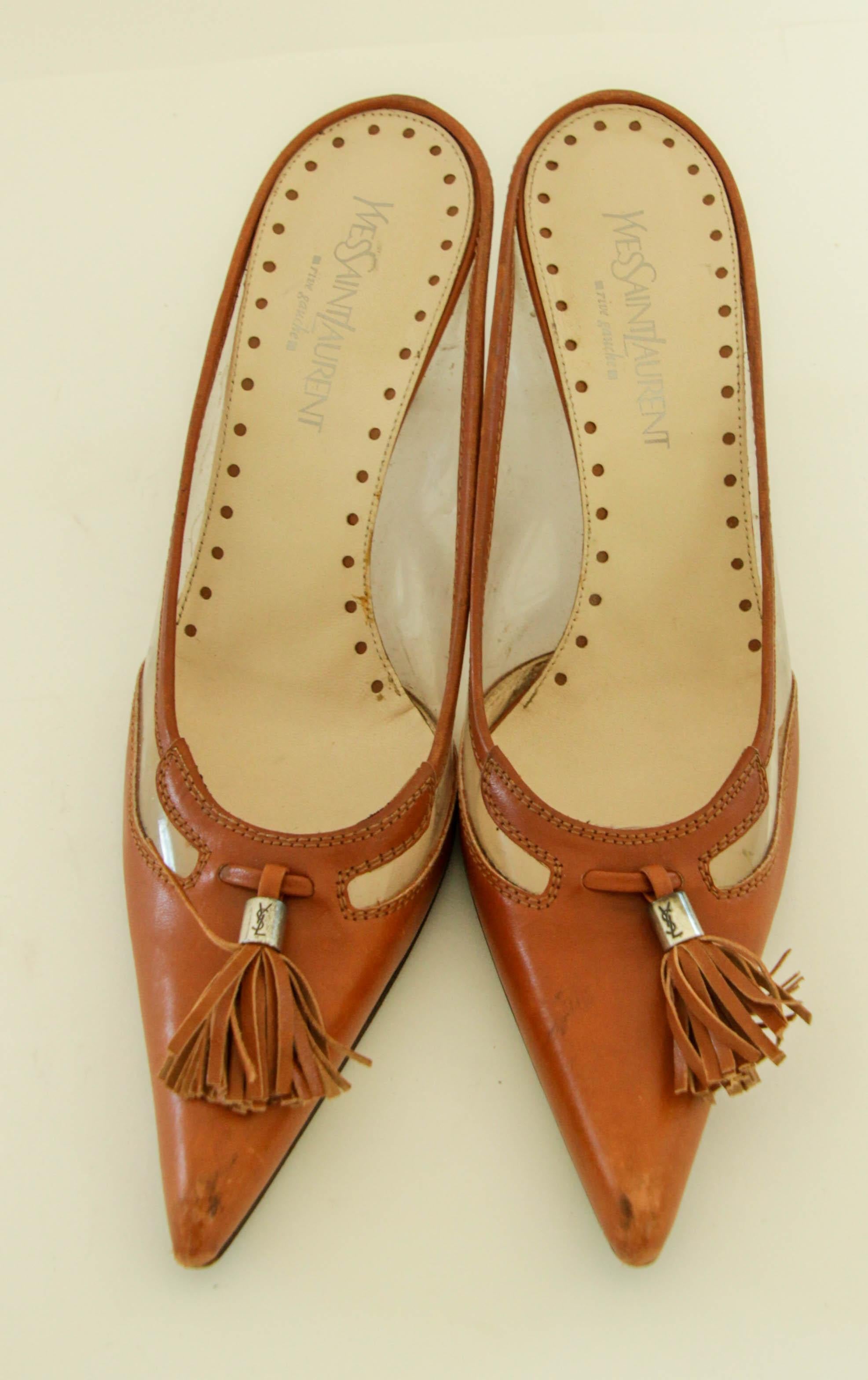 Women's Tom Ford for Yves Saint Laurent Rive Gauche Leather Mules YSL EU 38 For Sale