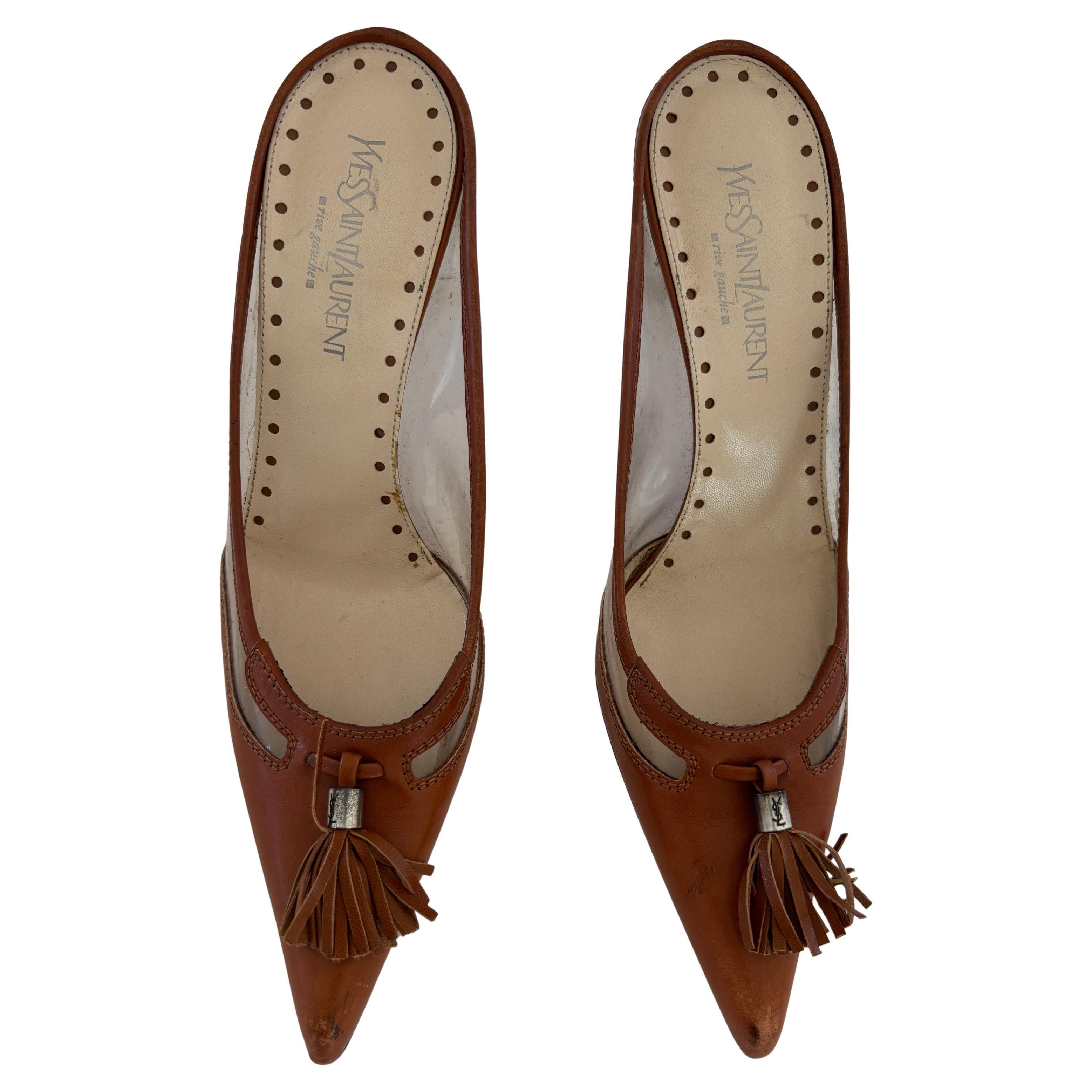 Tom Ford for Yves Saint Laurent Rive Gauche Leather Mules YSL EU 38 For Sale