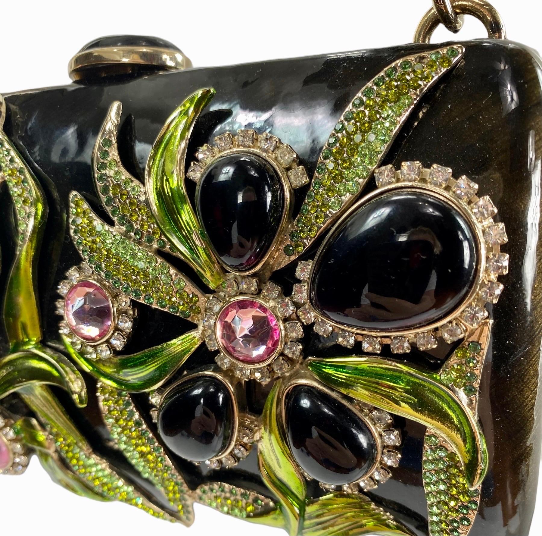 Black Tom Ford for Yves Saint Laurent Rive Gauche S/S 2004 Enamel Jeweled Clutch Bag For Sale