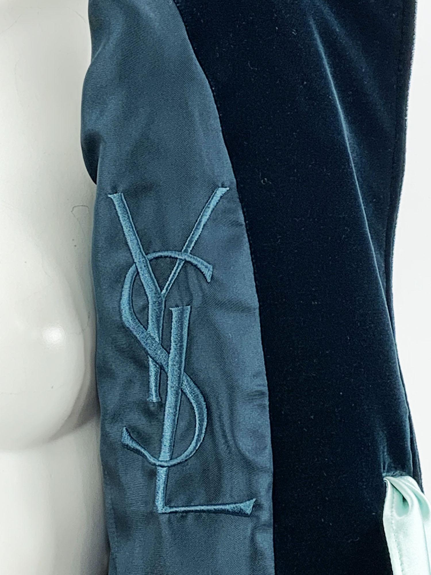 Tom Ford for Yves Saint Laurent Runway F/W 2003 Green Velvet Bow Blazer Jacket S For Sale 6