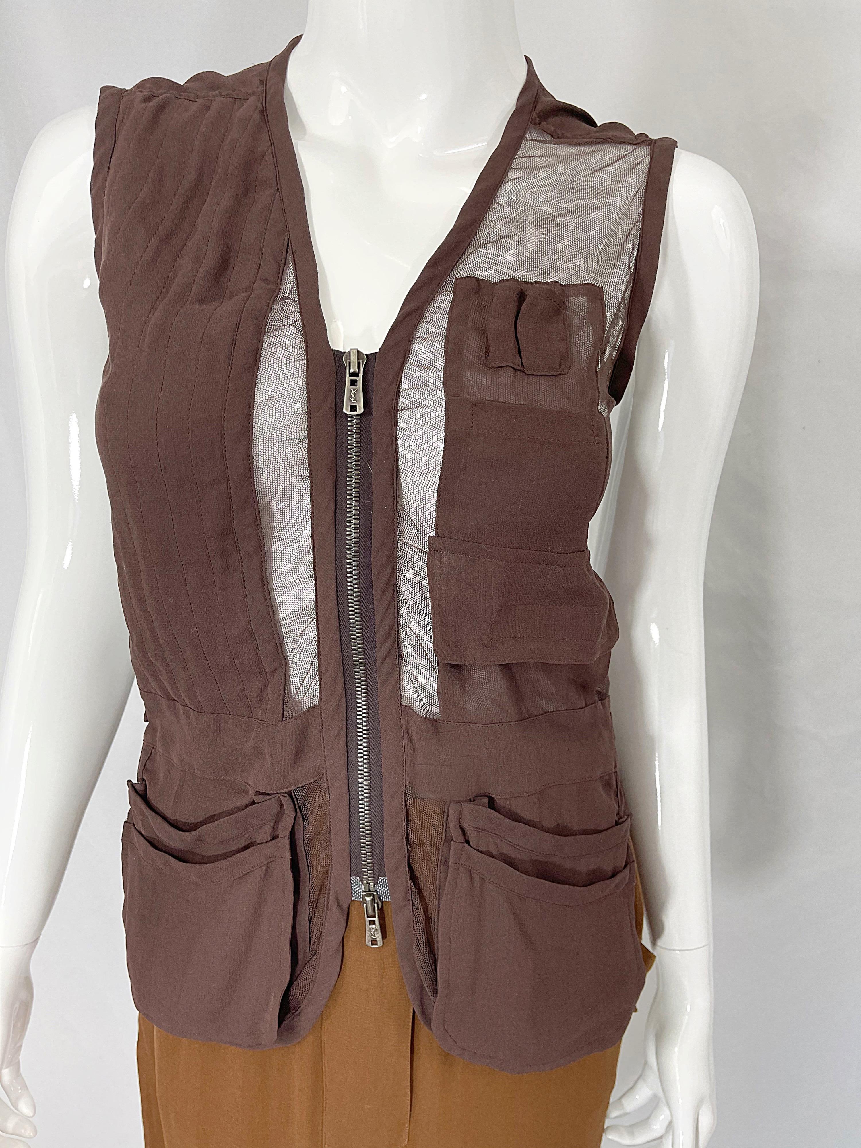 Tom Ford for Yves Saint Laurent Runway Spring Summer 2002 Size 40 / 8 Brown Set For Sale 2