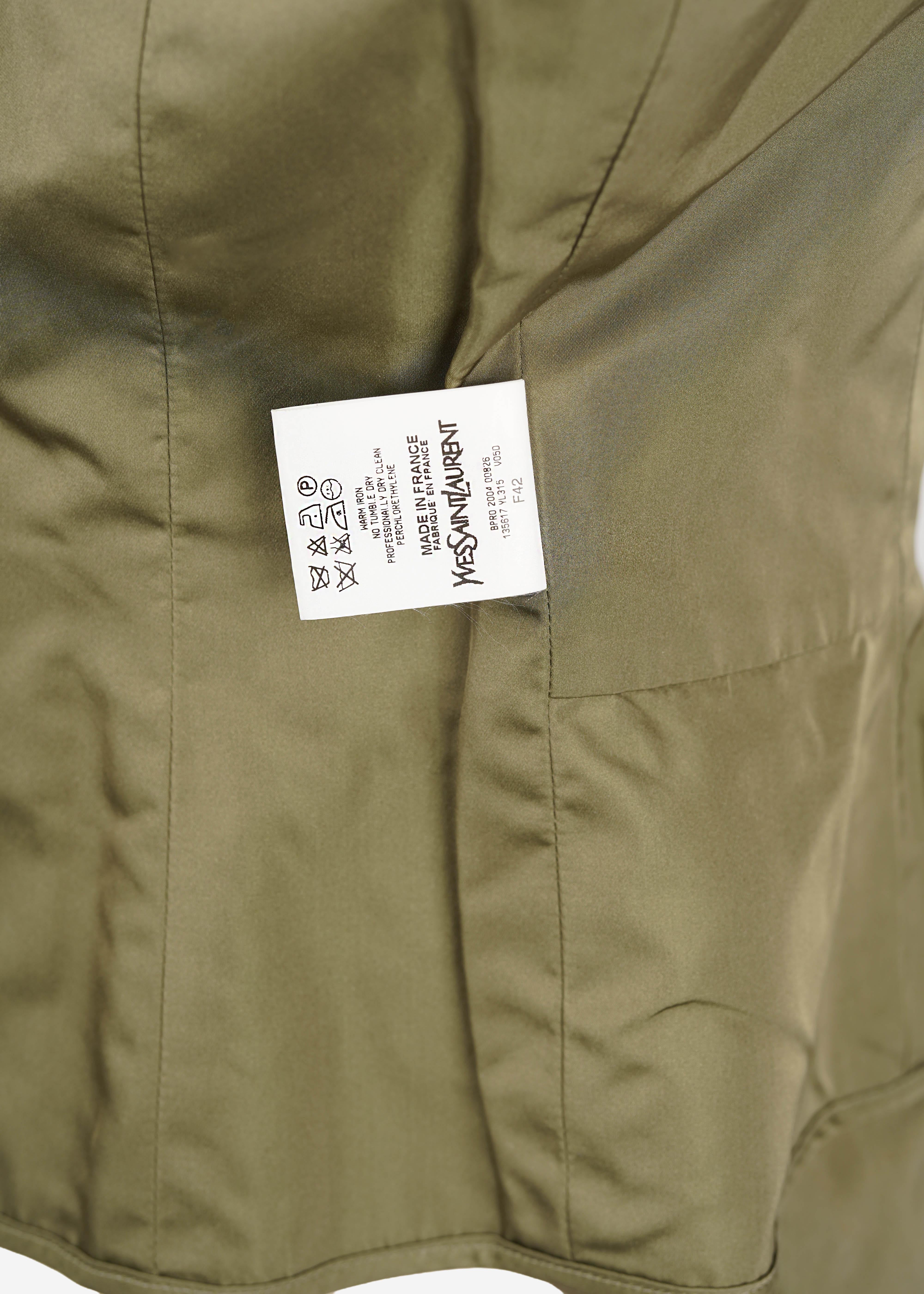 Tom Ford for Yves Saint Laurent Runway Structured Silk Military Blazer F/W 2004 en vente 6