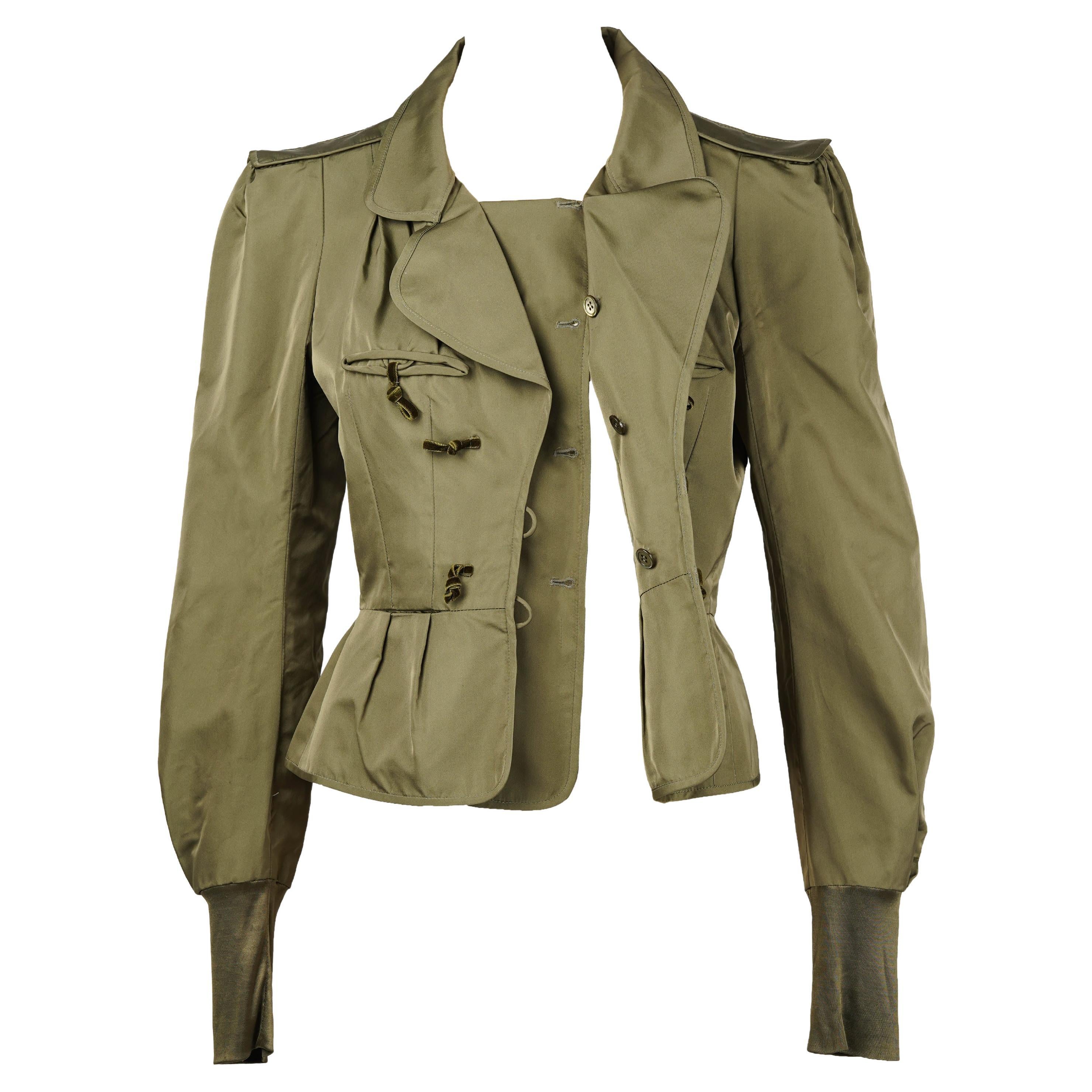 Marron Tom Ford for Yves Saint Laurent Runway Structured Silk Military Blazer F/W 2004 en vente