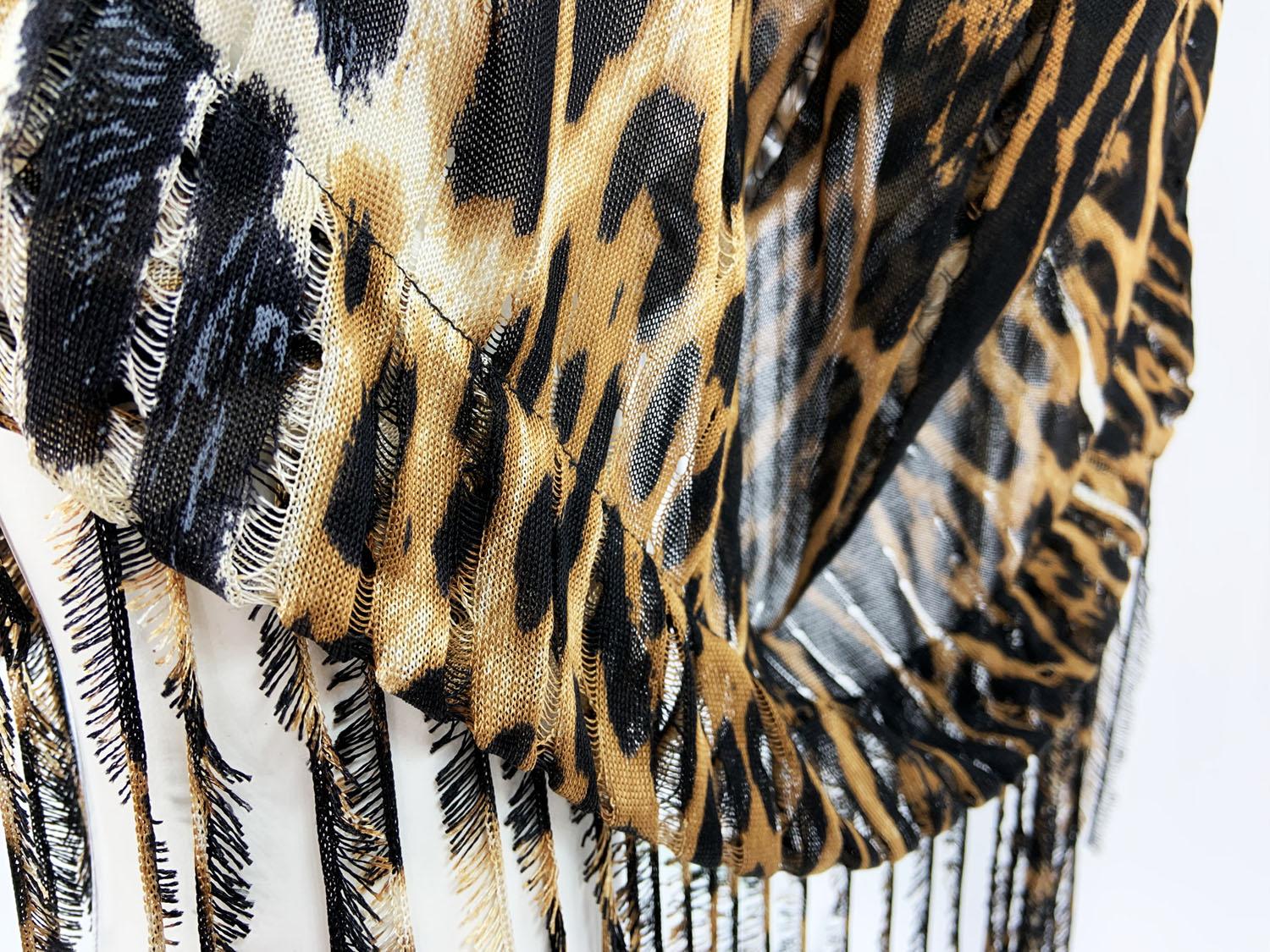 Tom Ford for Yves Saint Laurent S/S 2002 Cheetah Silk Fringed Sexy Caftan  In Good Condition In Montgomery, TX