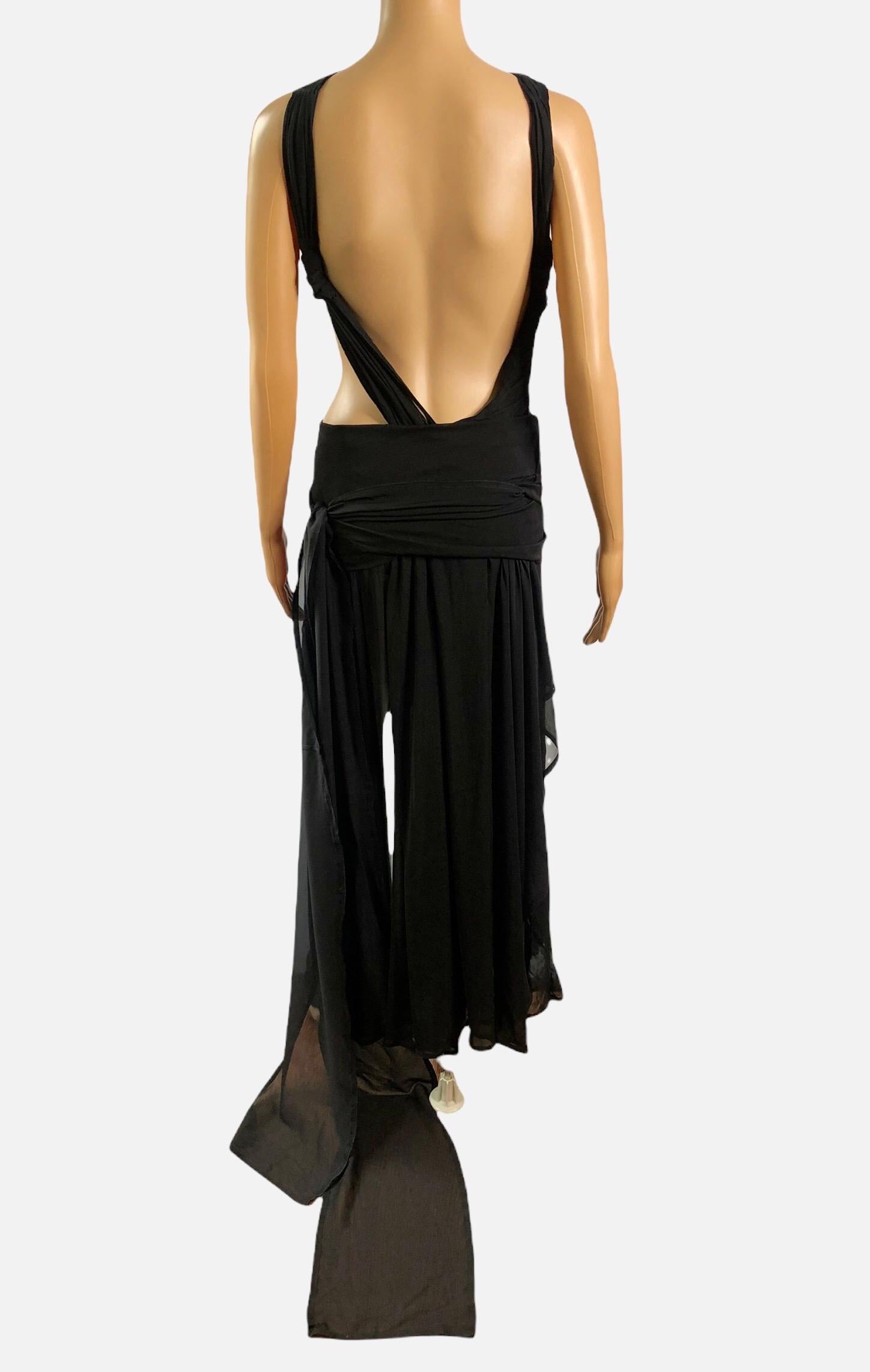 Tom Ford for Yves Saint Laurent S/S 2002 Runway Sheer Cutout Black Dress Gown For Sale 6
