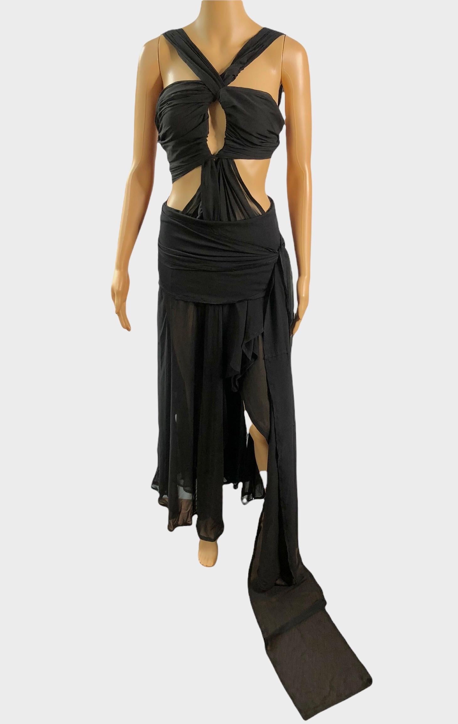 Tom Ford for Yves Saint Laurent S/S 2002 Runway Sheer Cutout Black Dress Gown For Sale 7