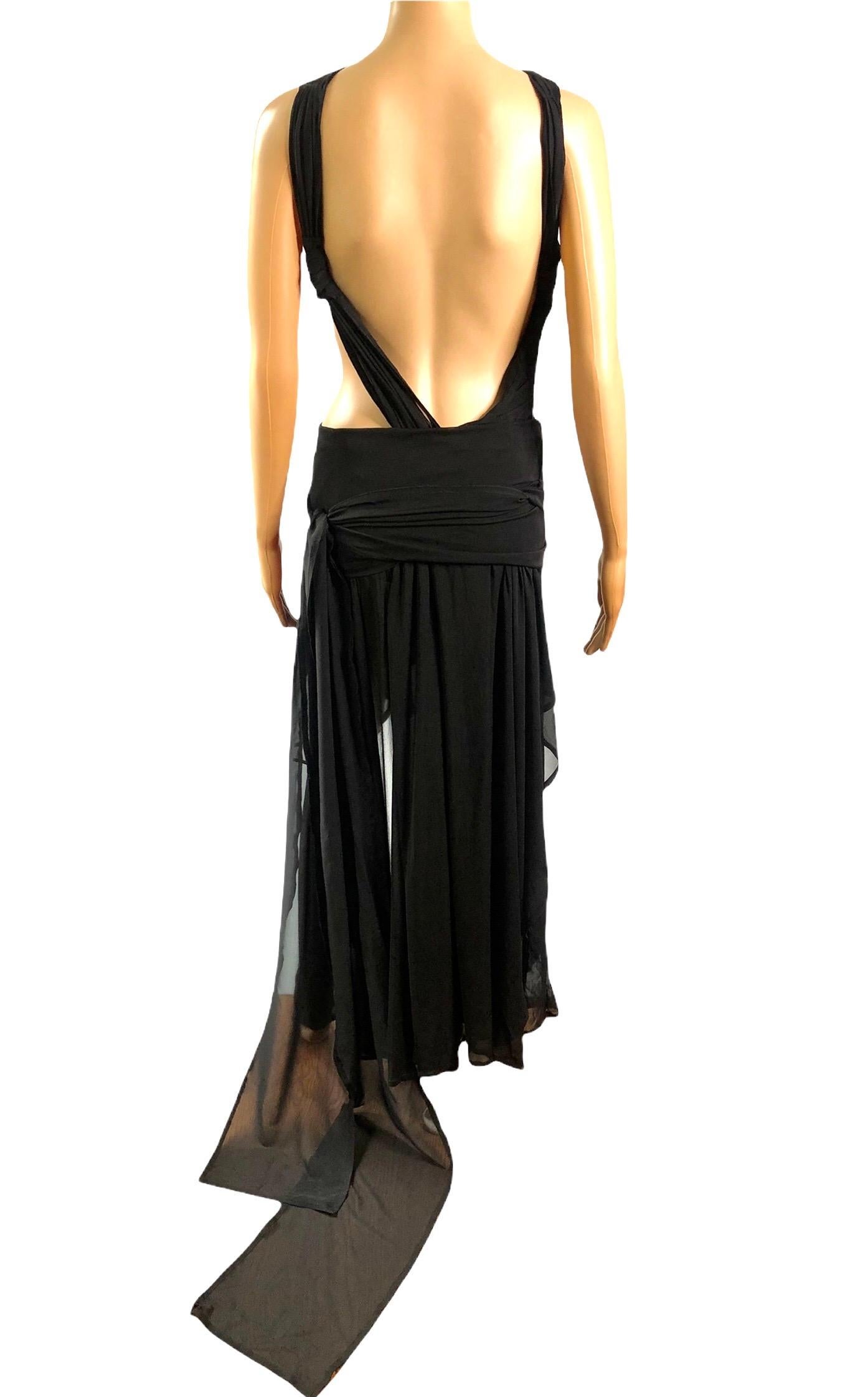 Tom Ford for Yves Saint Laurent S/S 2002 Runway Sheer Cutout Black Dress Gown For Sale 8