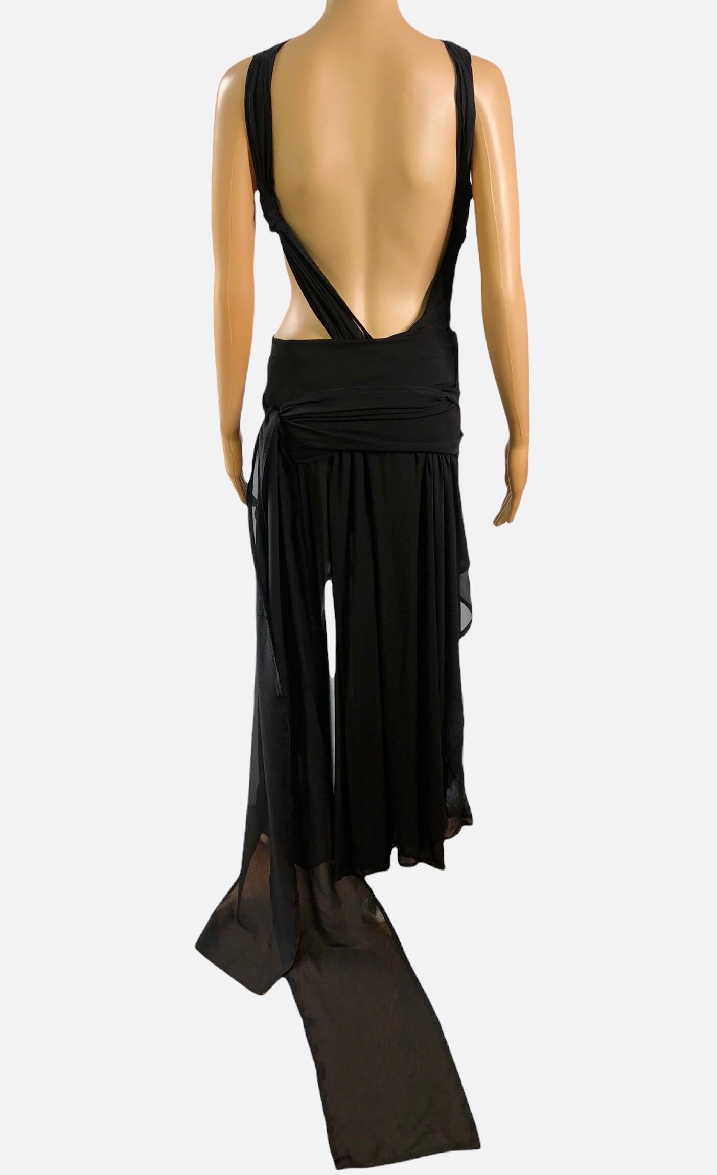 Tom Ford for Yves Saint Laurent S/S 2002 Runway Sheer Cutout Black Dress Gown For Sale 1
