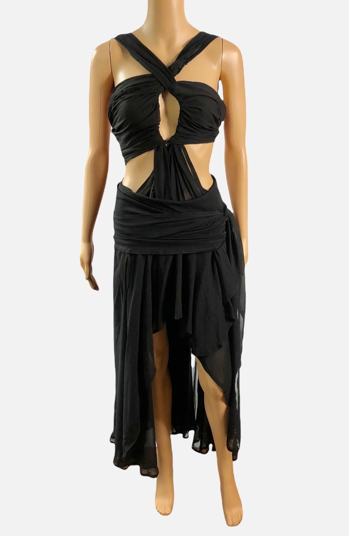 Tom Ford for Yves Saint Laurent S/S 2002 Runway Sheer Cutout Black Dress Gown For Sale 2