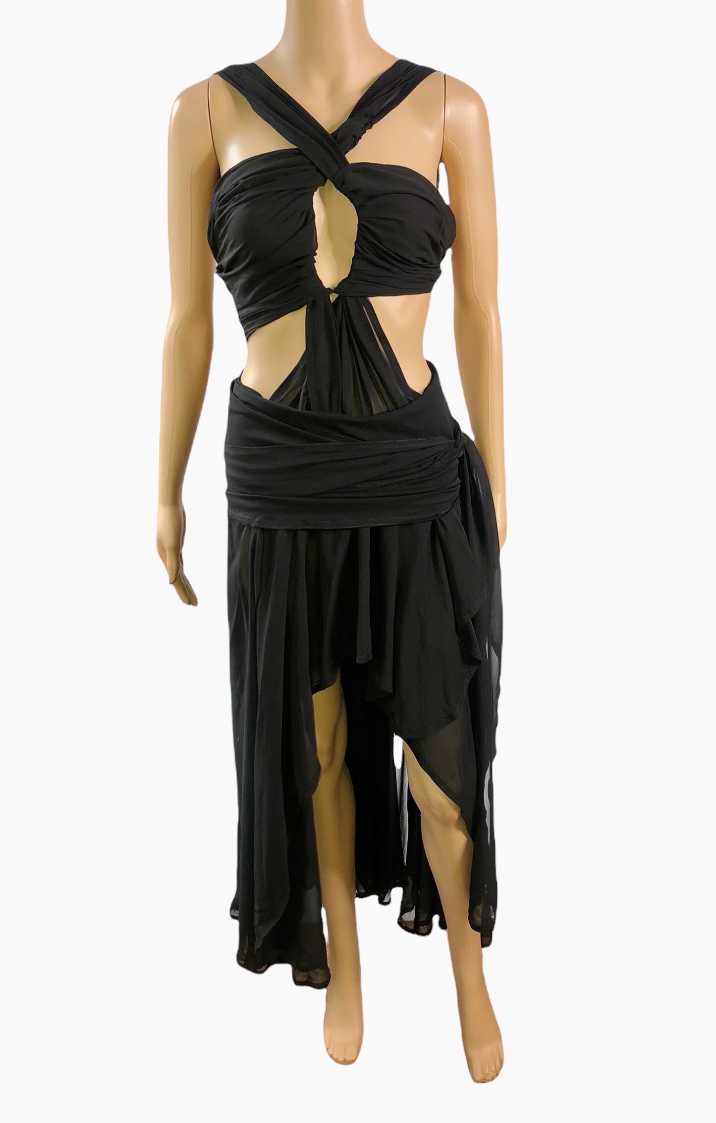Tom Ford for Yves Saint Laurent S/S 2002 Runway Sheer Cutout Black Dress Gown For Sale 4