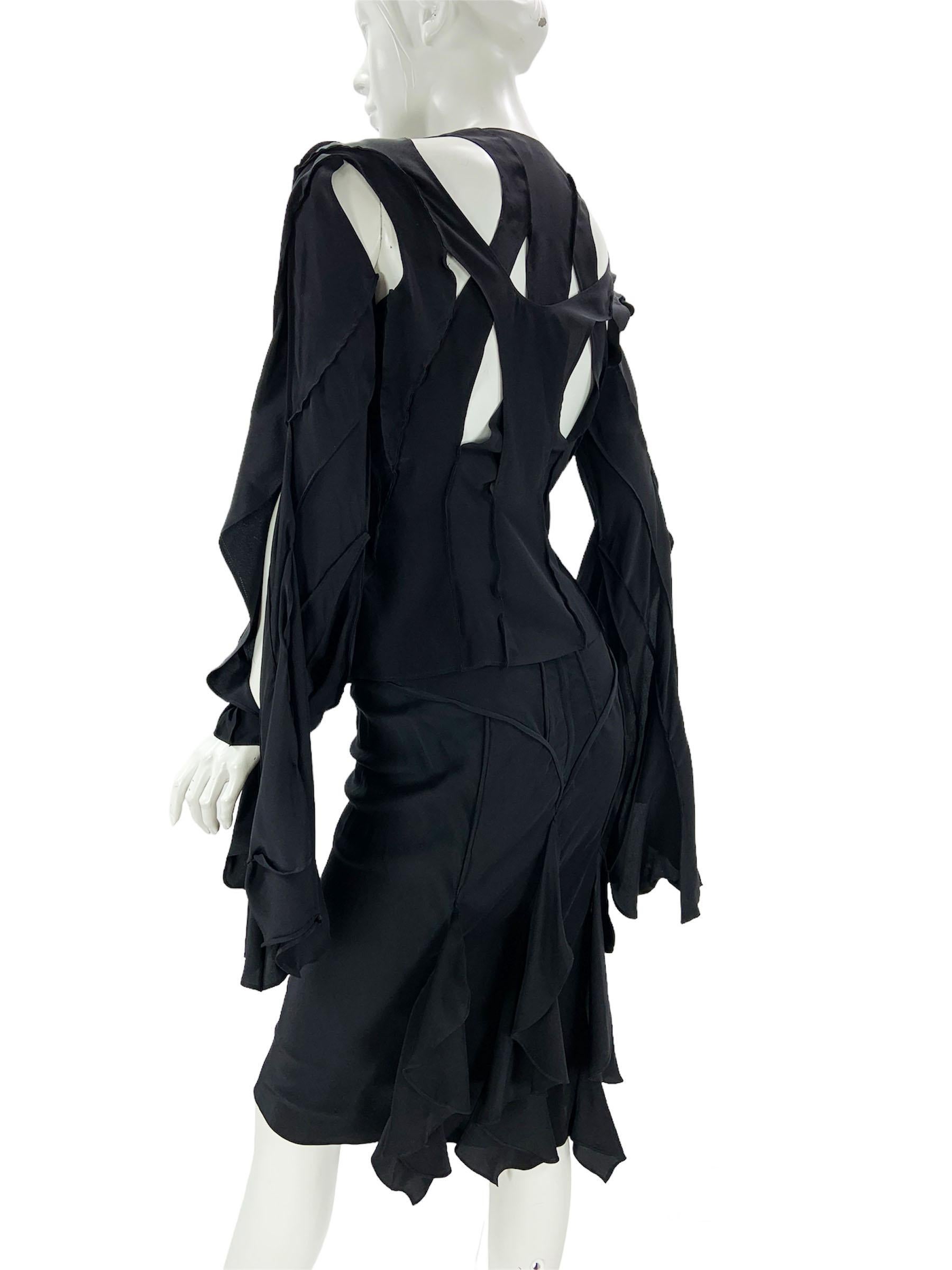 Tom Ford pour Yves Saint Laurent - Tailleur jupe en soie noire, taille 38 - US 6, printemps-été 2003 Pour femmes en vente