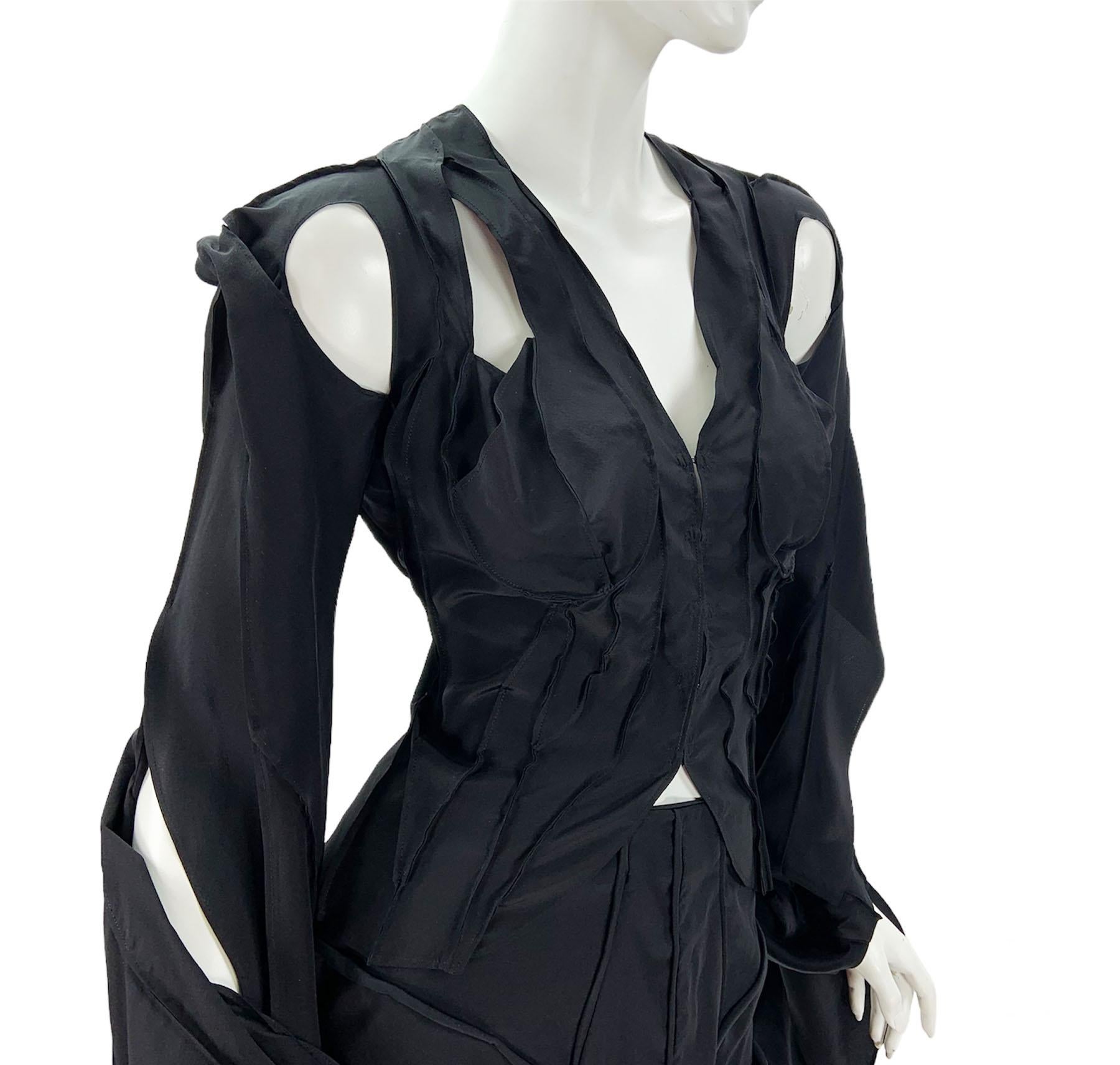 Tom Ford for Yves Saint Laurent S/S 2003 Silk Black Skirt Suit French 38 - US 6 For Sale 3