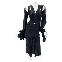 Tom Ford pour Yves Saint Laurent - Tailleur jupe en soie noire, taille 38 - US 6, printemps-été 2003