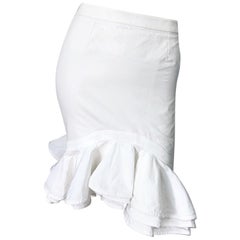 Tom Ford for Yves Saint Laurent Size 42 / US 10 White Cotton Flamenco Skirt YSL
