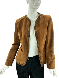 Tom Ford for Yves Saint Laurent SS 2002 Mombasa Ring-Embellished Suede Jacket 40