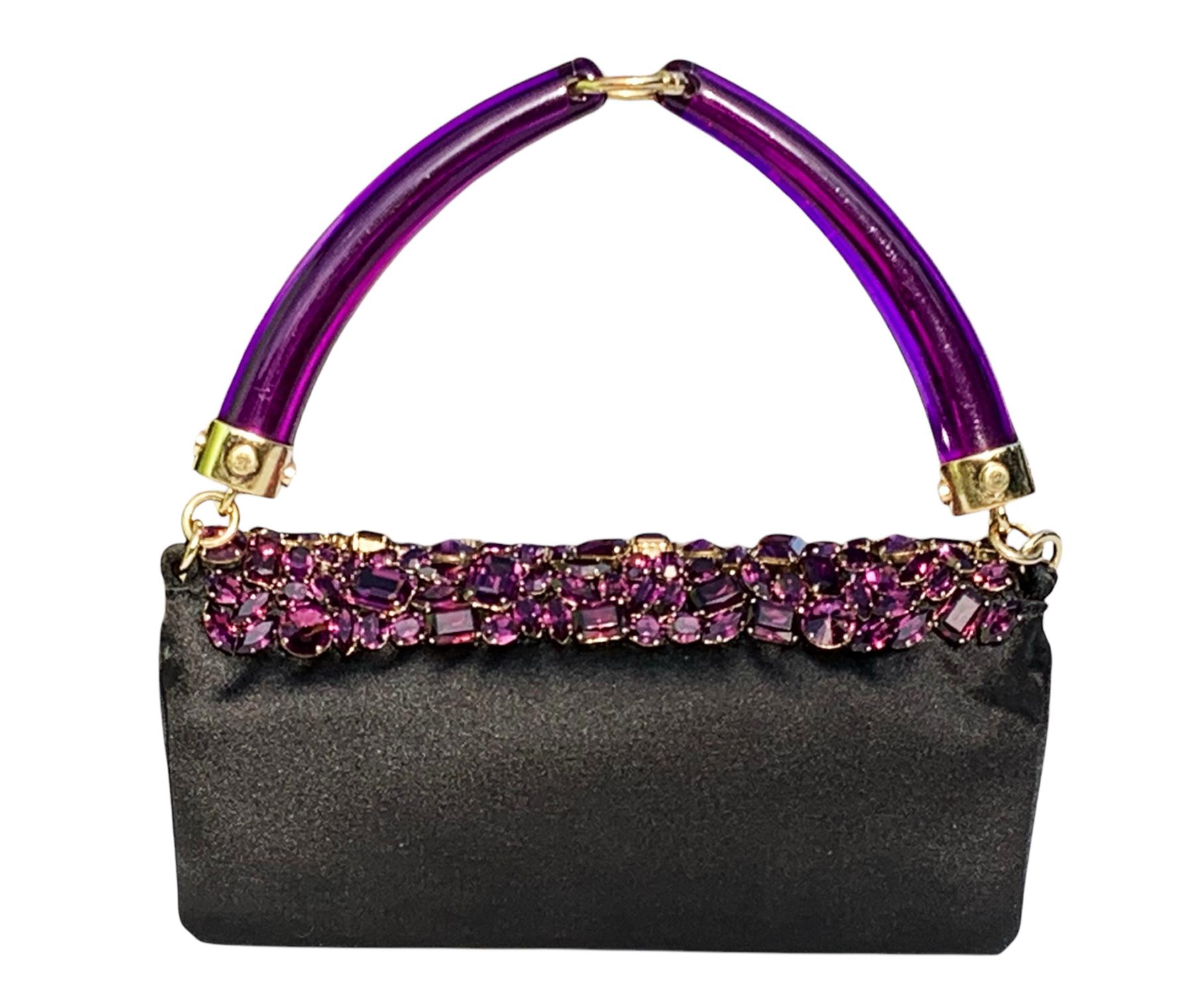 Black Tom Ford for Yves Saint Laurent SS 2004 AD Campagne Crystal Jeweled Purple Bag For Sale