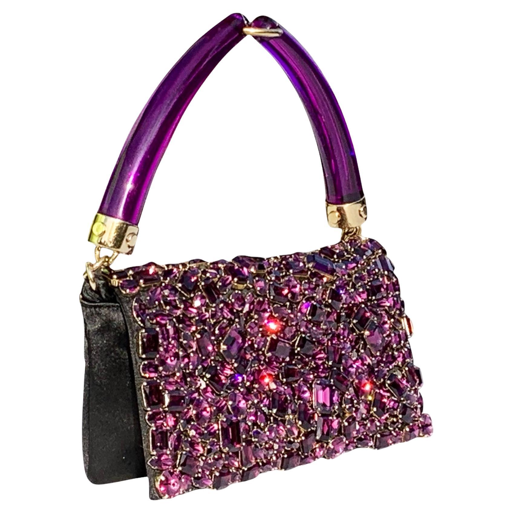 Tom Ford for Yves Saint Laurent SS 2004 AD Campagne Crystal Jeweled Purple Bag For Sale