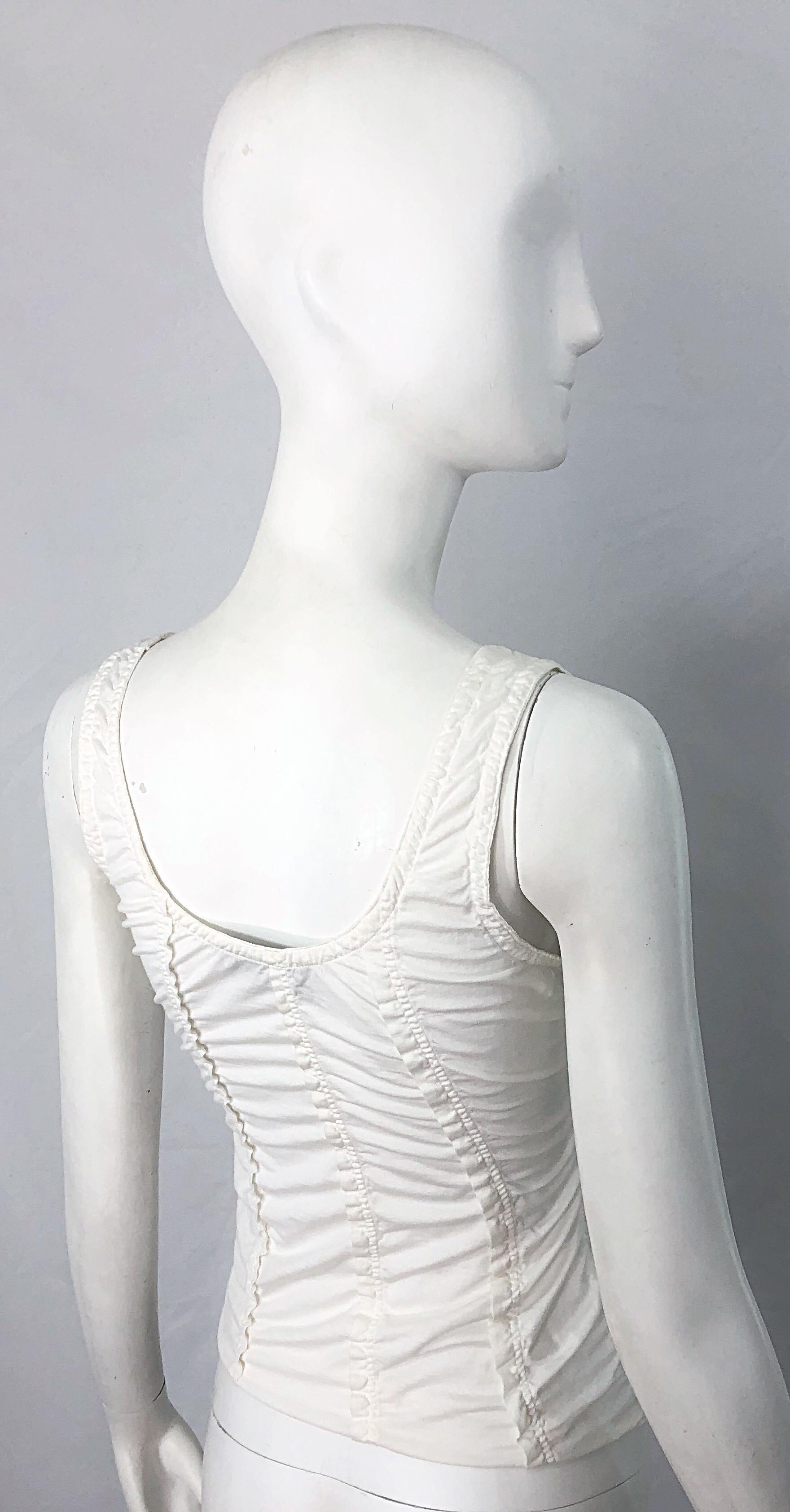 Tom Ford for Yves Saint Laurent Canotta in cotone bianco con volant Camicetta YSL In condizioni ottime a San Diego, CA