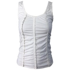 Tom Ford for Yves Saint Laurent White Cotton Ruffled Tank Top Shirt Blouse YSL