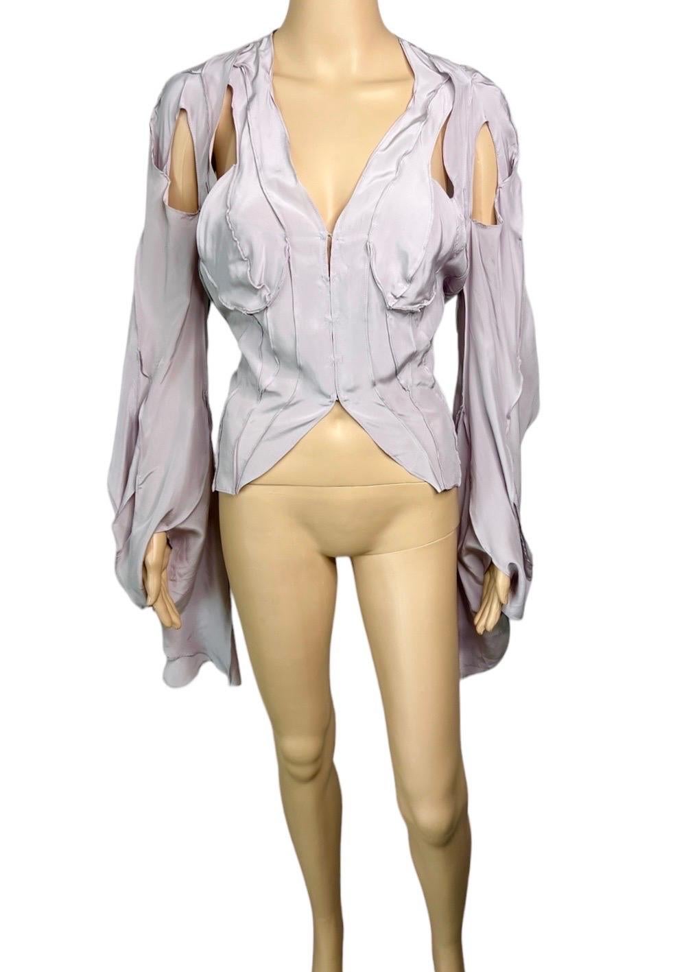 Tom Ford for Yves Saint Laurent YSL S/S 2003 Runway Cutout Shirt Blouse Top For Sale 7