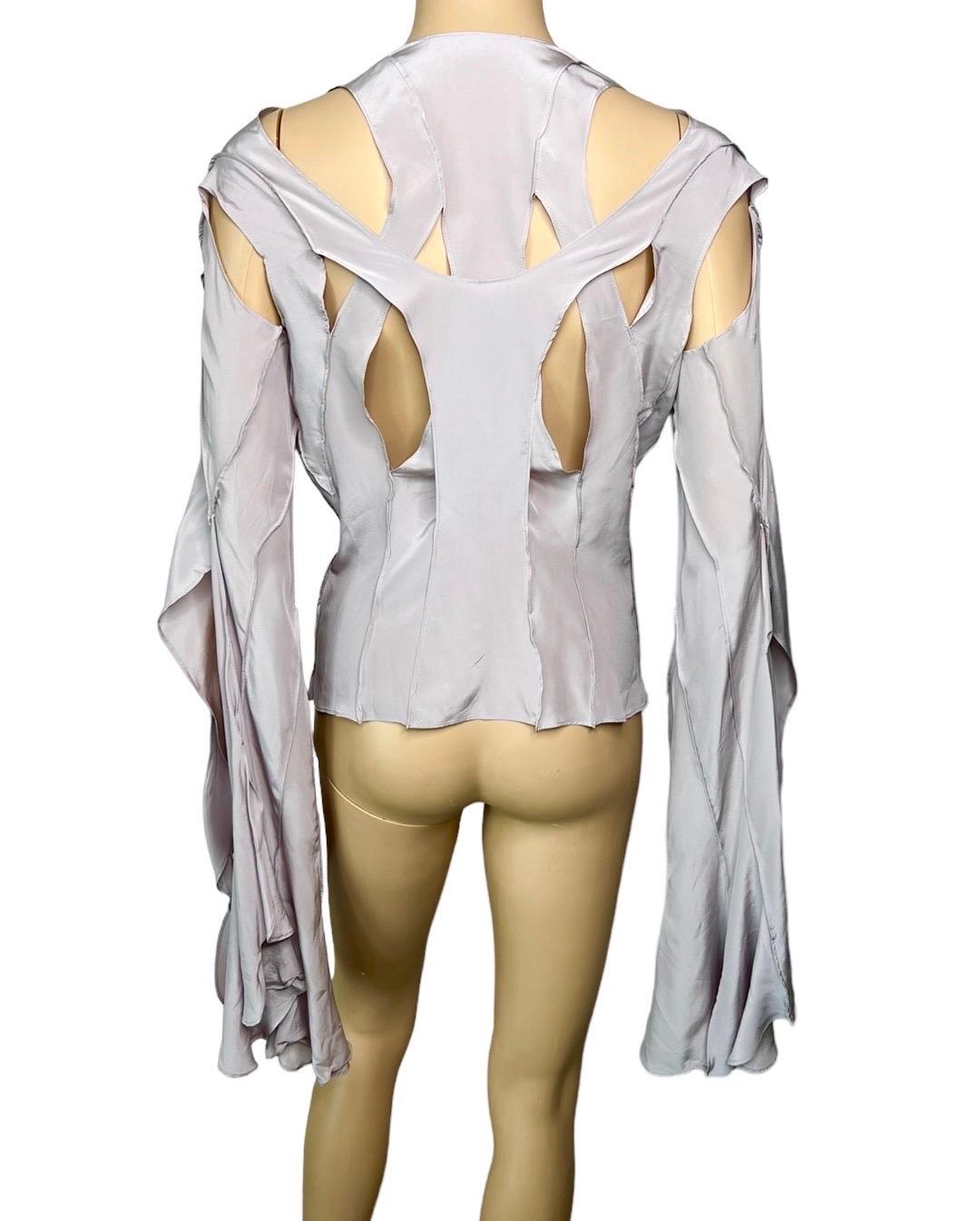 Tom Ford for Yves Saint Laurent YSL S/S 2003 Runway Cutout Shirt Blouse Top In Good Condition For Sale In Naples, FL