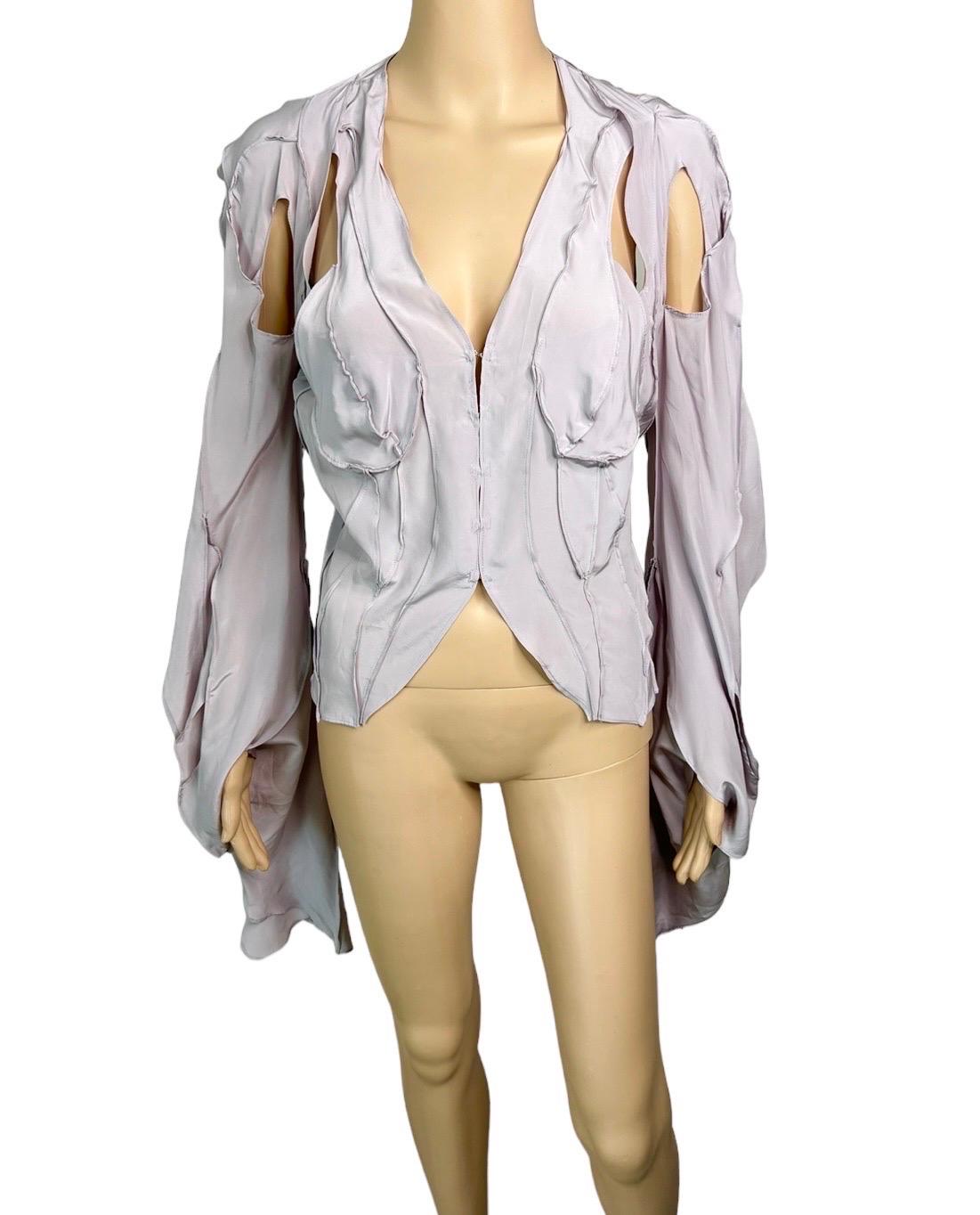 Women's Tom Ford for Yves Saint Laurent YSL S/S 2003 Runway Cutout Shirt Blouse Top For Sale
