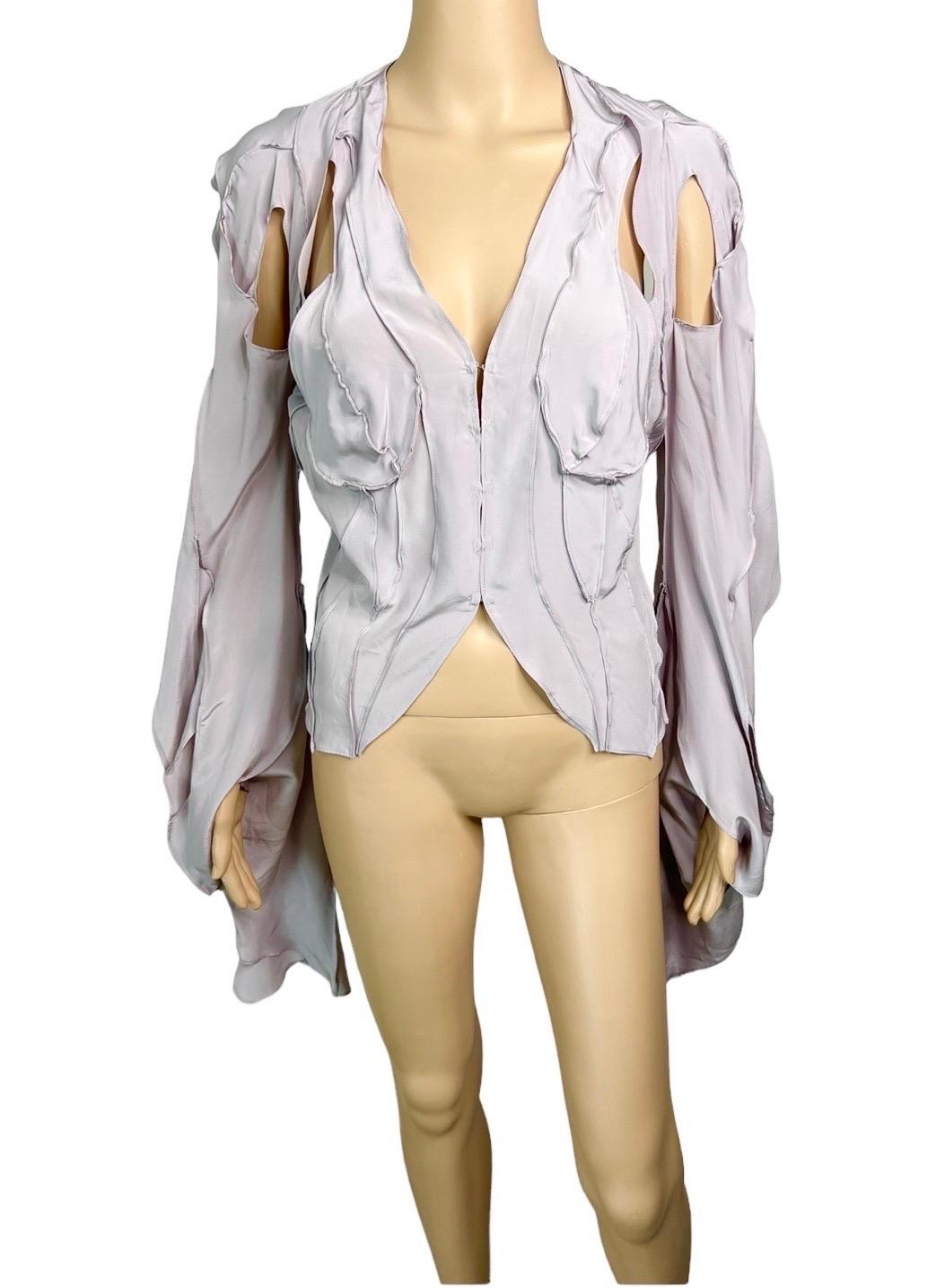 Tom Ford for Yves Saint Laurent YSL S/S 2003 Runway Cutout Shirt Blouse Top For Sale 3