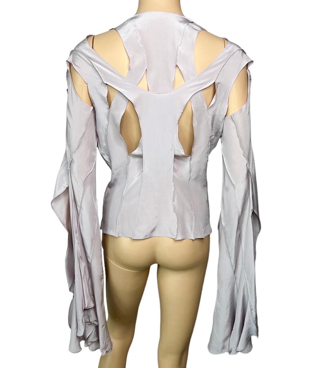 Tom Ford for Yves Saint Laurent YSL S/S 2003 Runway Cutout Shirt Blouse Top For Sale 4