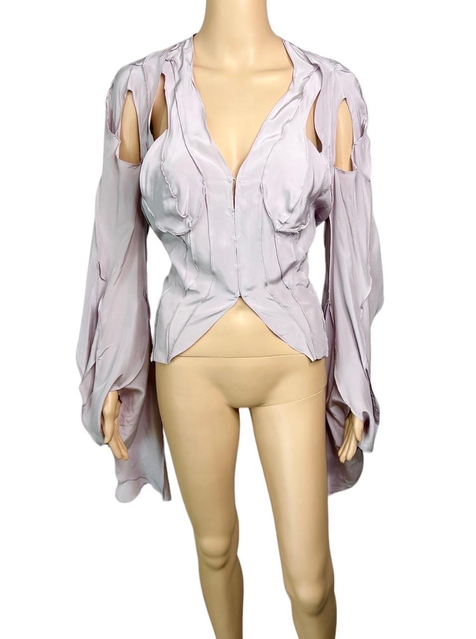 Tom Ford for Yves Saint Laurent YSL S/S 2003 Runway Cutout Shirt Blouse Top For Sale 5